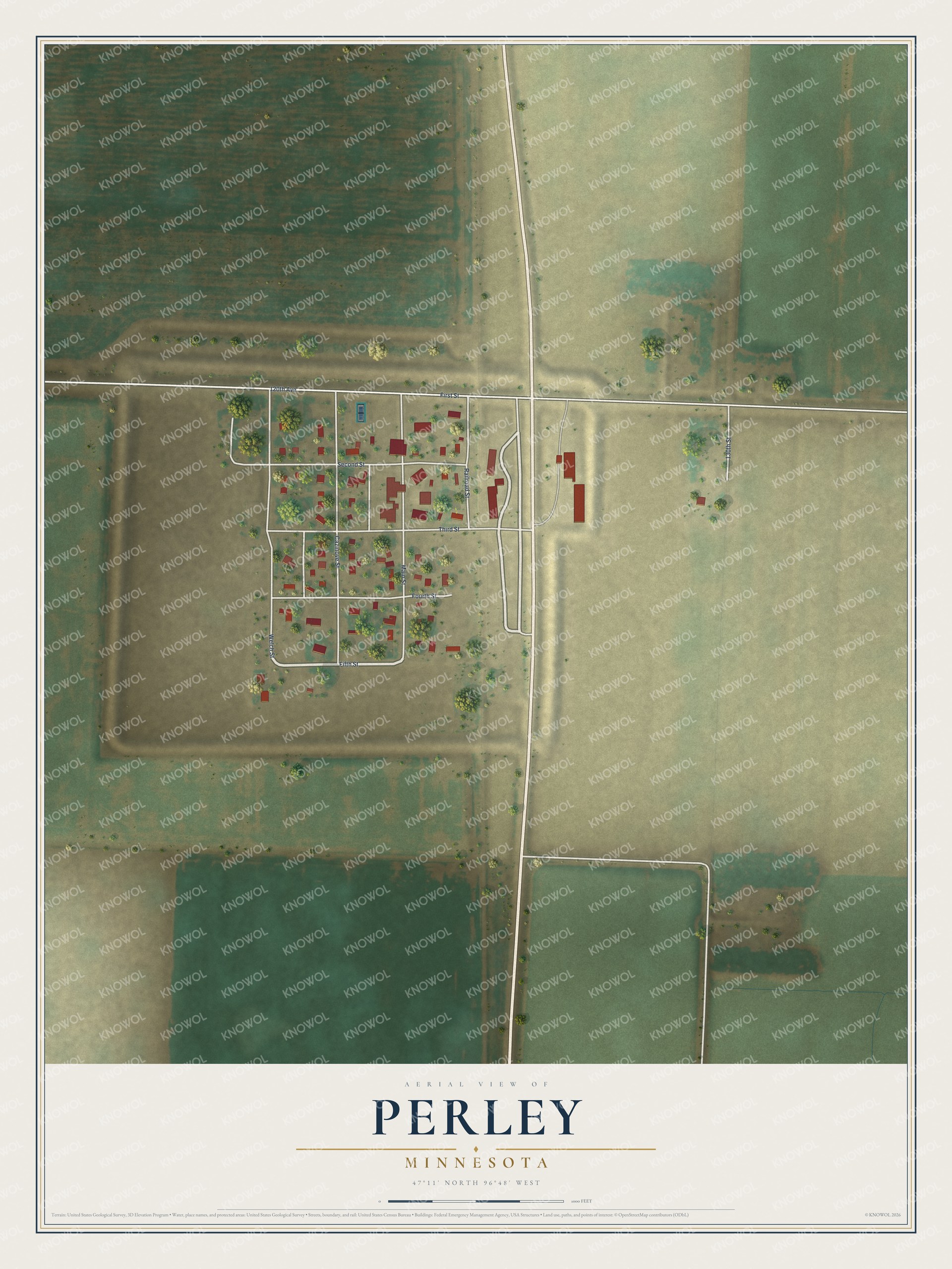 Watermarked full-map preview of Perley, Minnesota
