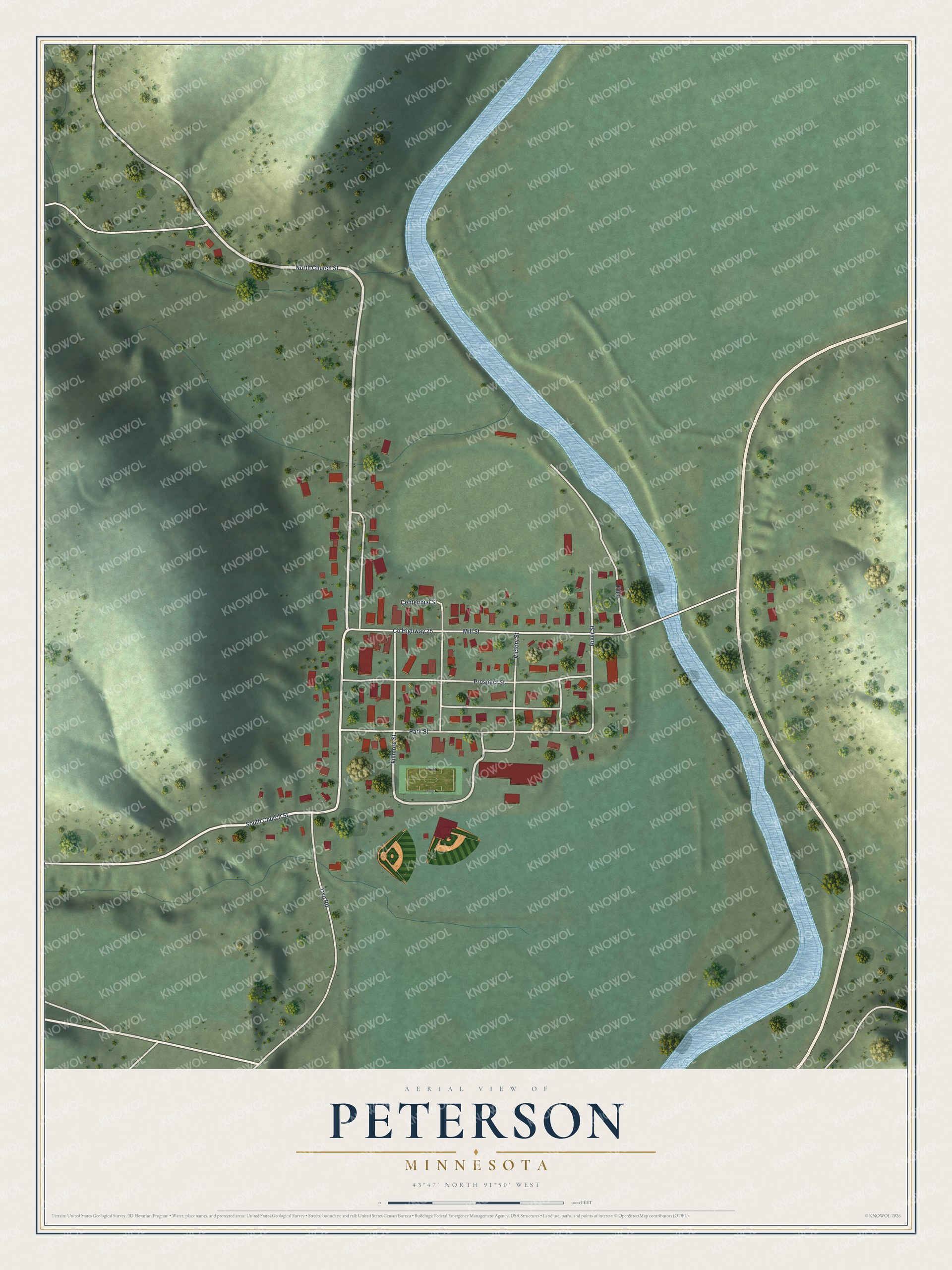 Watermarked full-map preview of Peterson, Minnesota