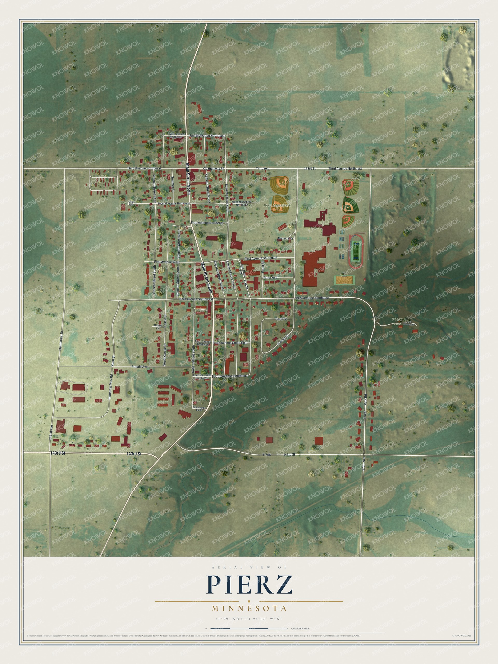 Watermarked full-map preview of Pierz, Minnesota