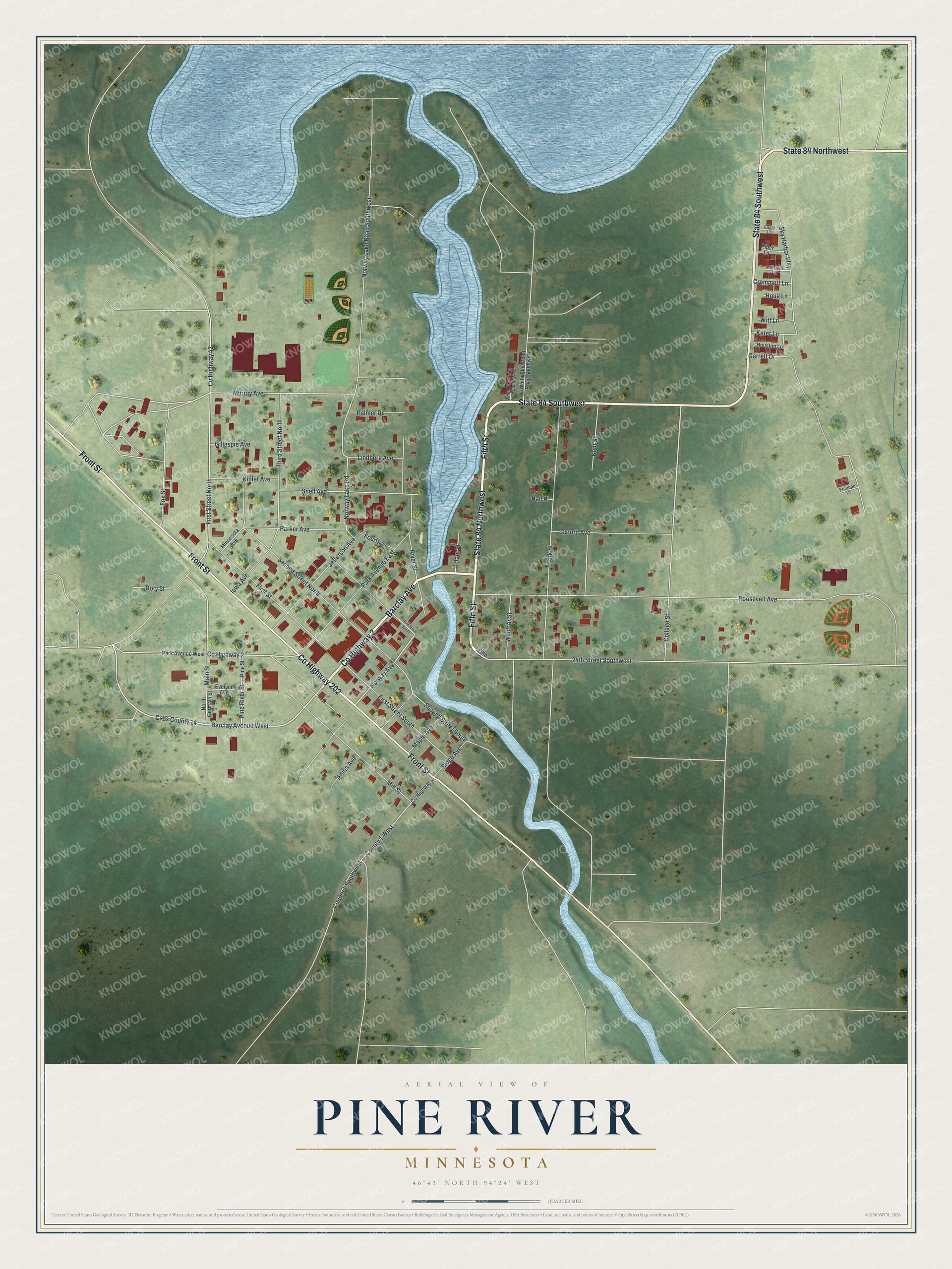 Watermarked full-map preview of Pine River, Minnesota