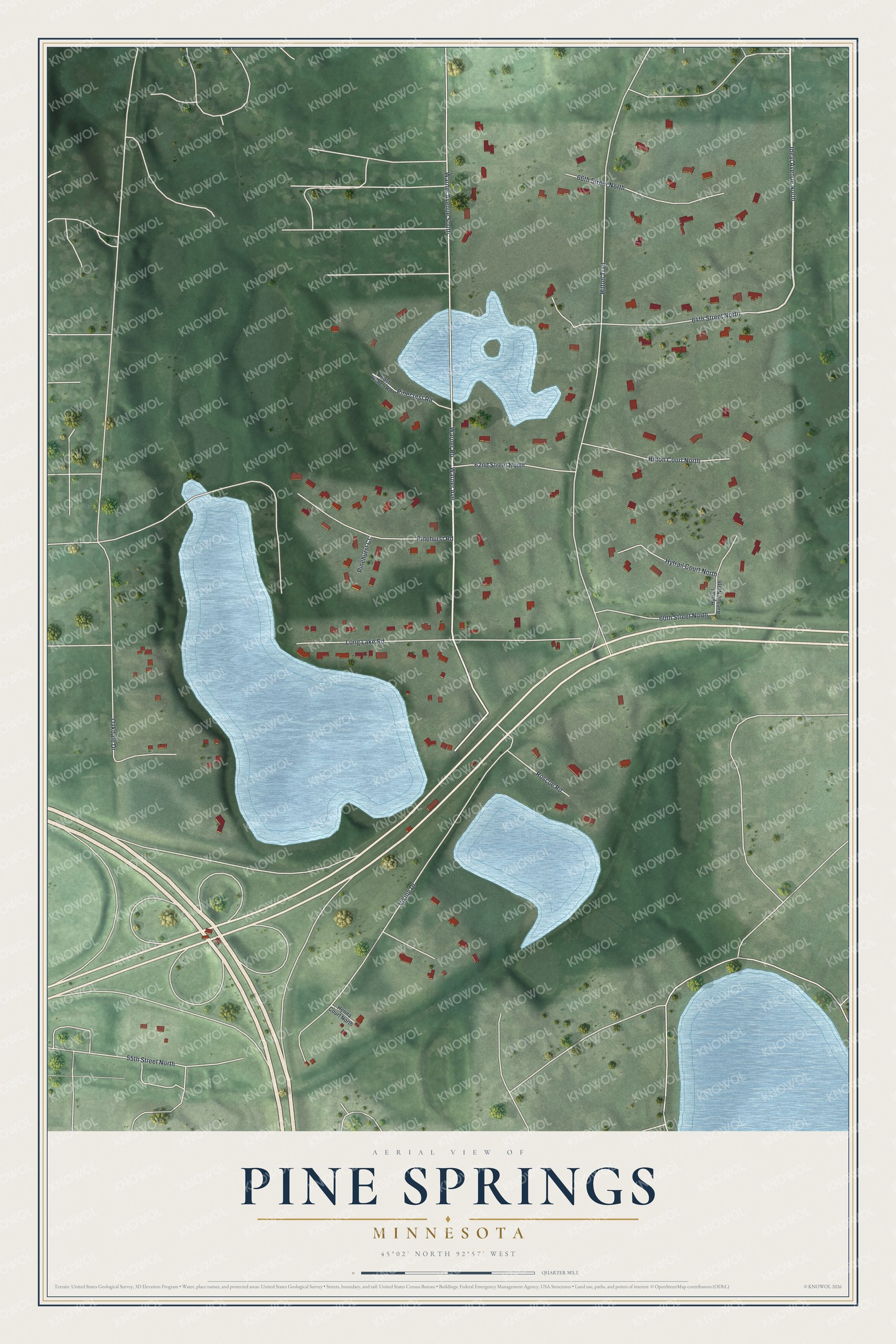 Watermarked full-map preview of Pine Springs, Minnesota