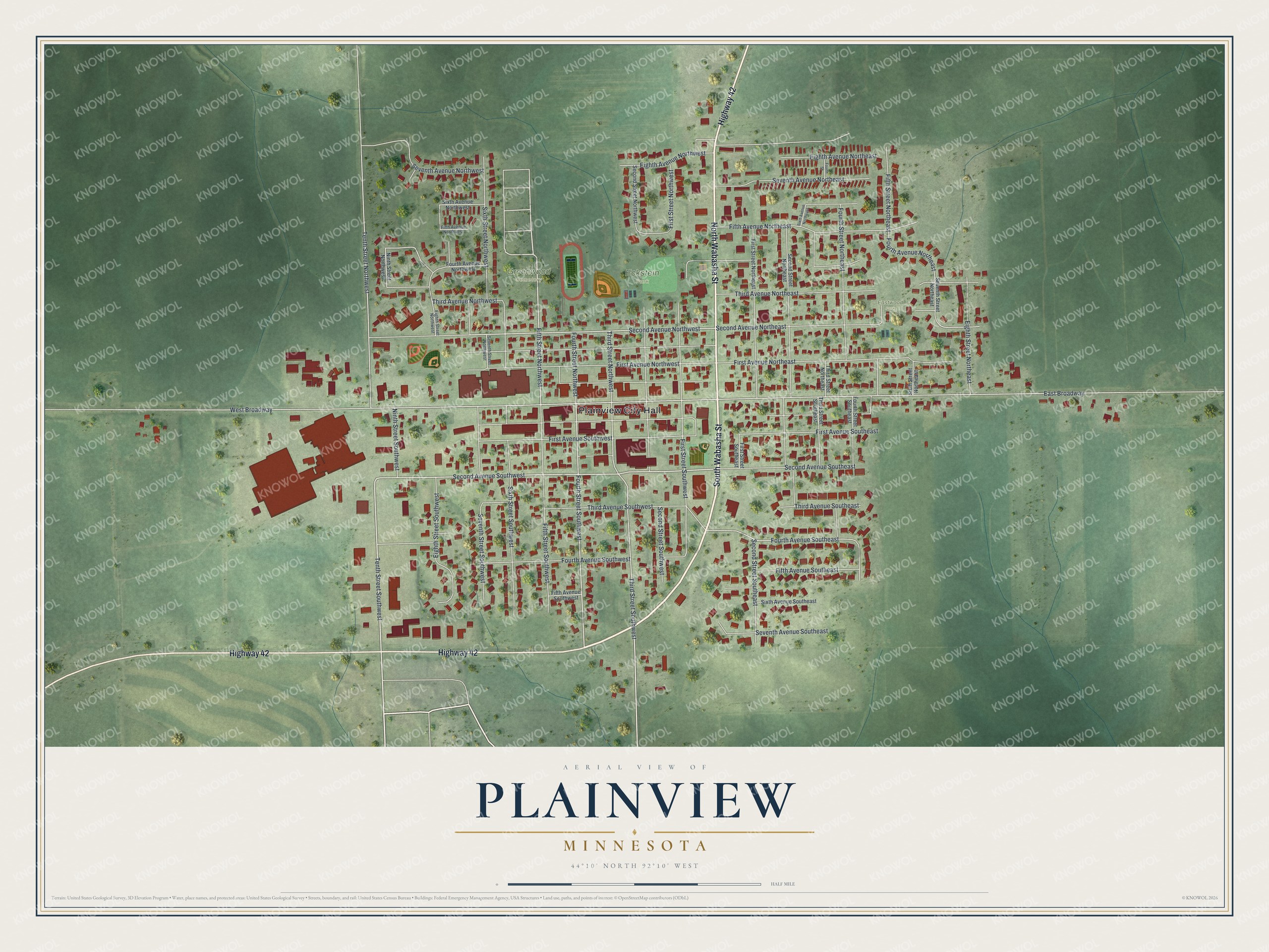 Watermarked full-map preview of Plainview, Minnesota