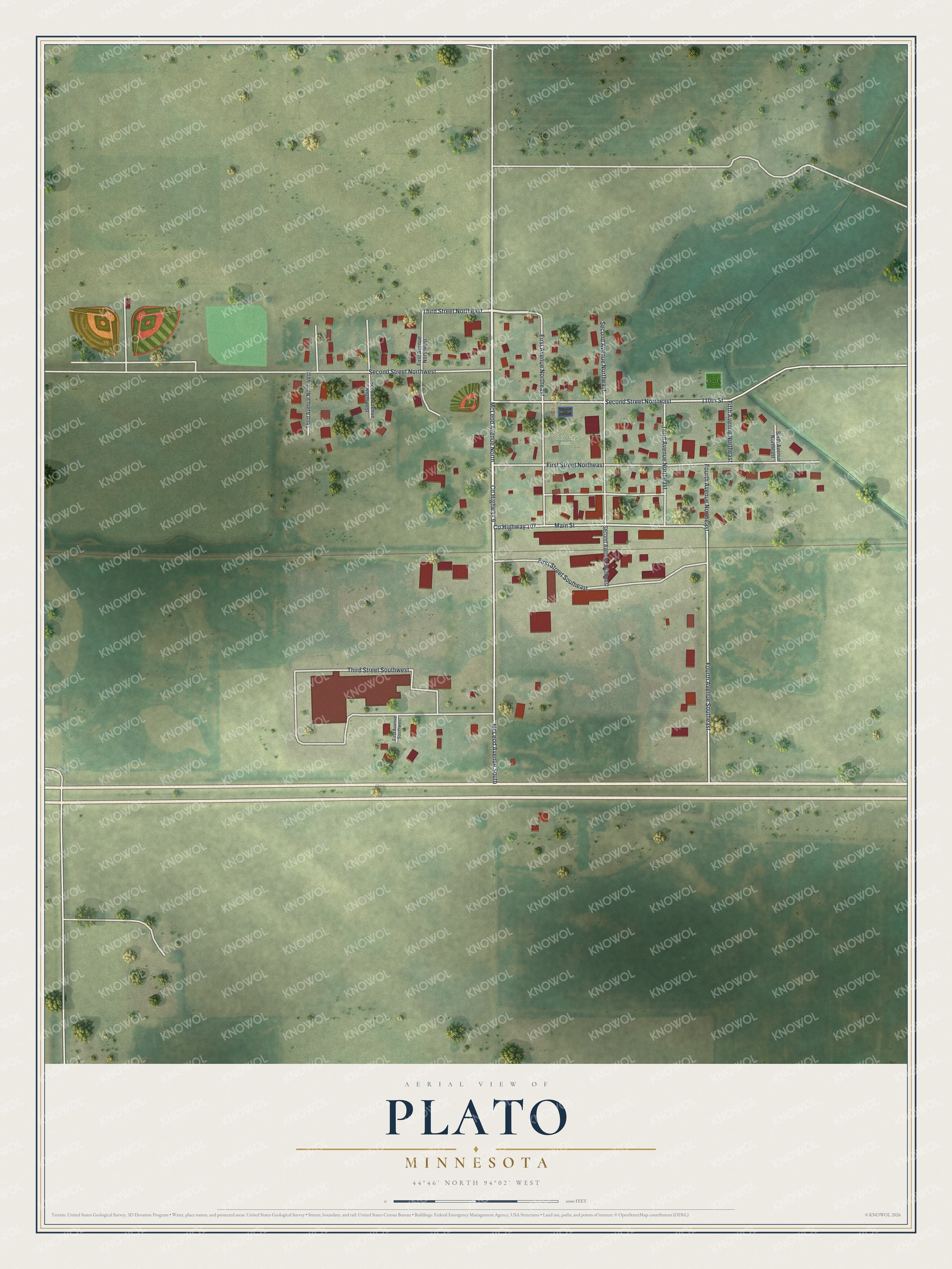 Watermarked full-map preview of Plato, Minnesota