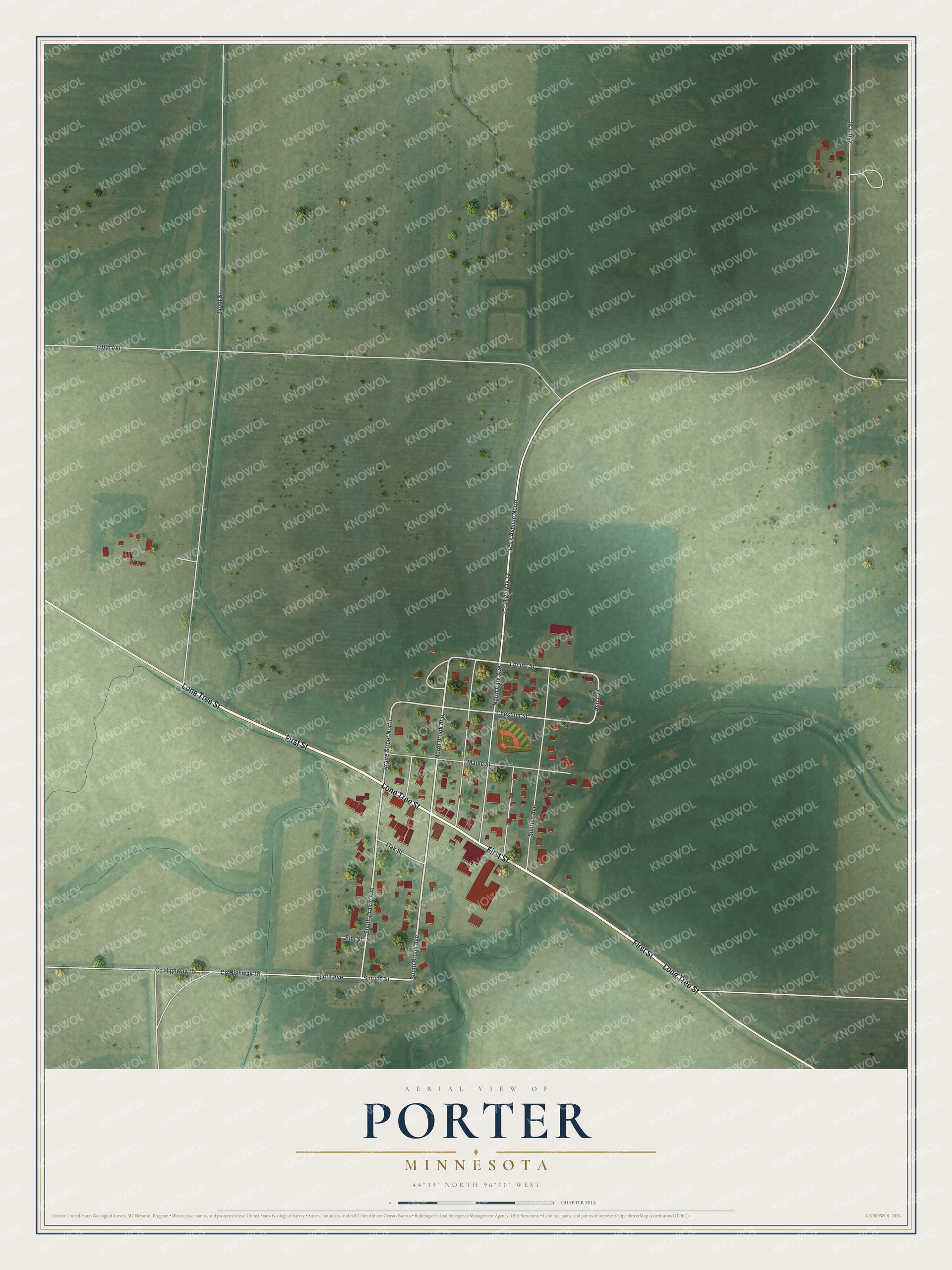Watermarked full-map preview of Porter, Minnesota