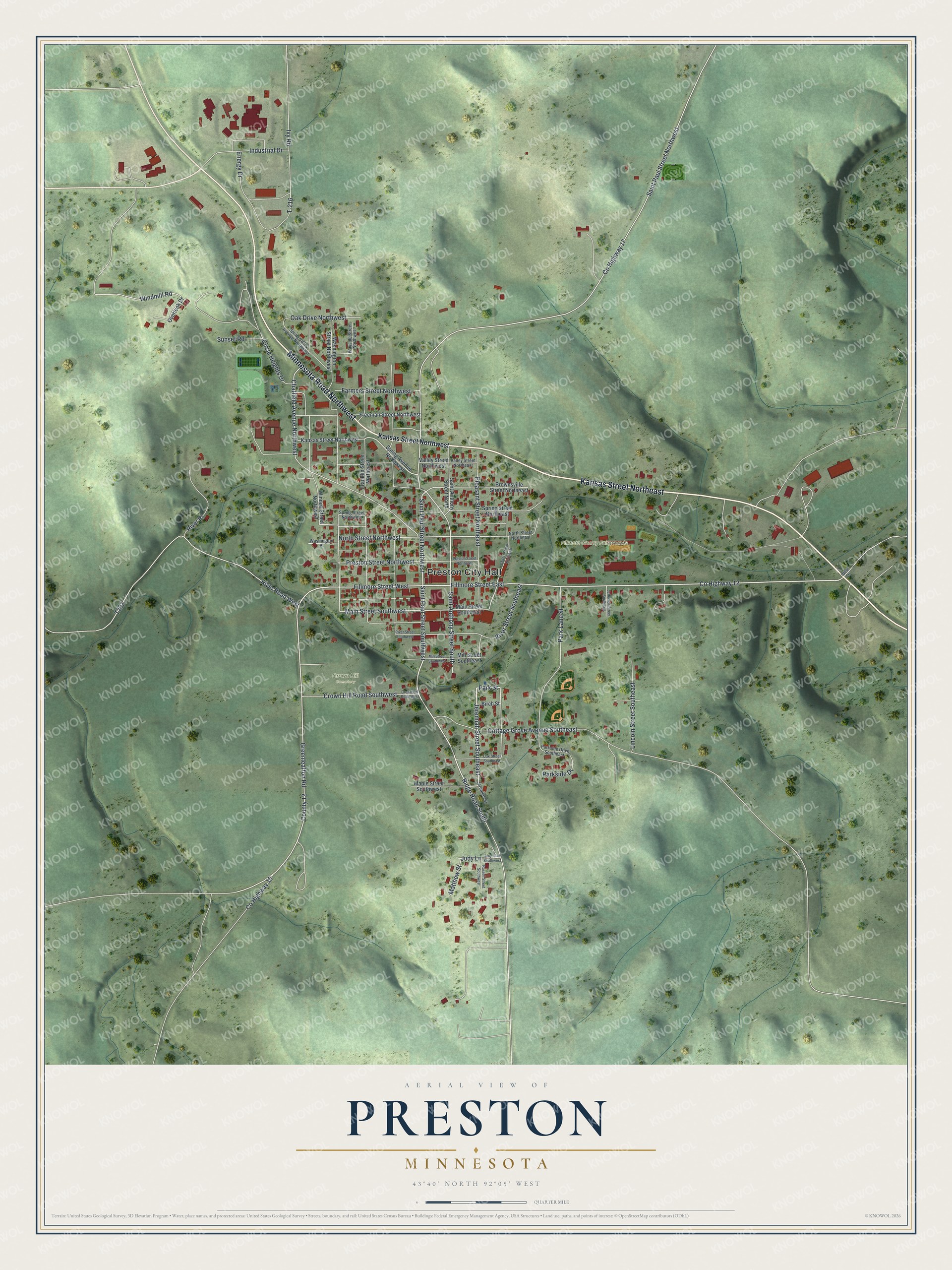 Watermarked full-map preview of Preston, Minnesota