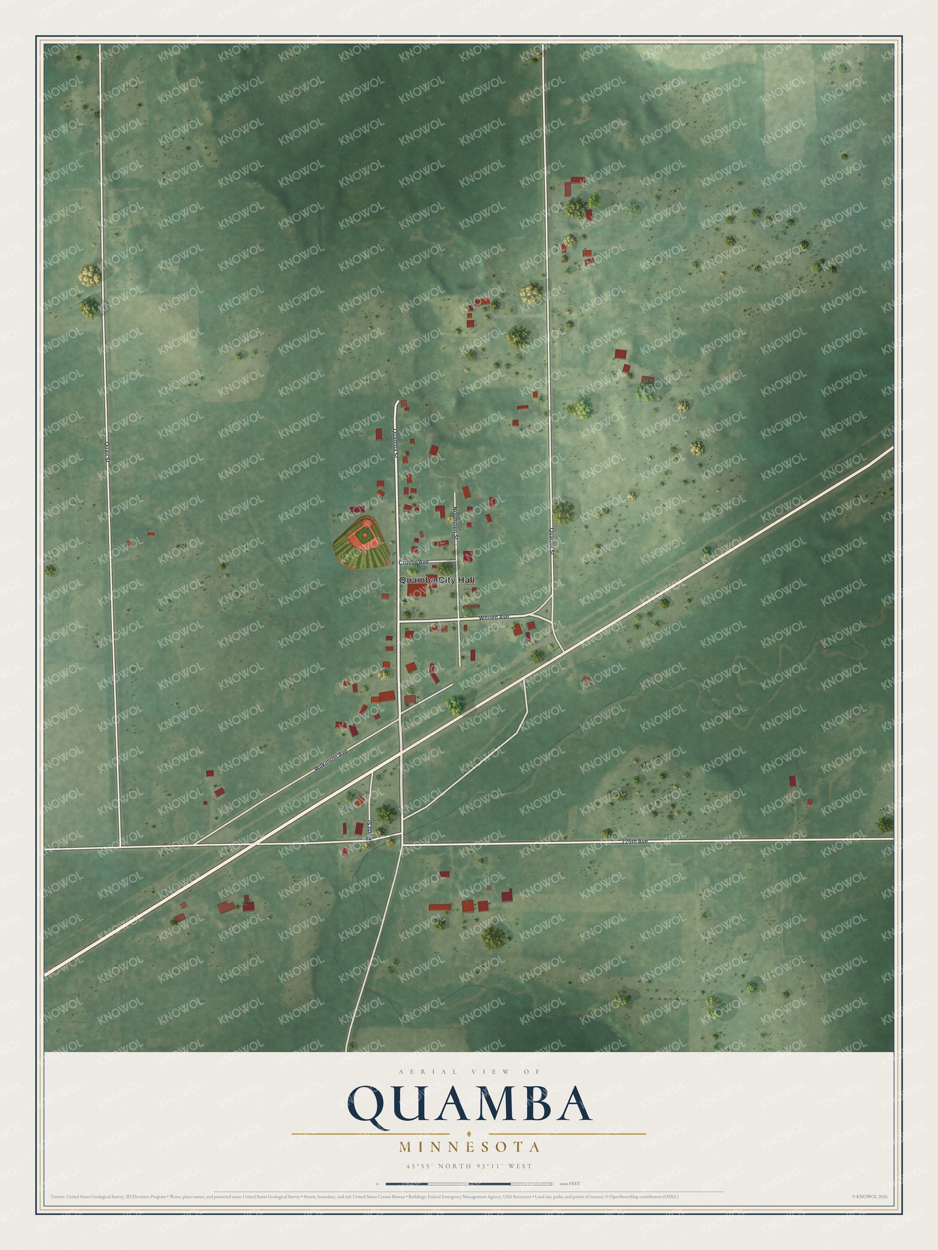 Watermarked full-map preview of Quamba, Minnesota