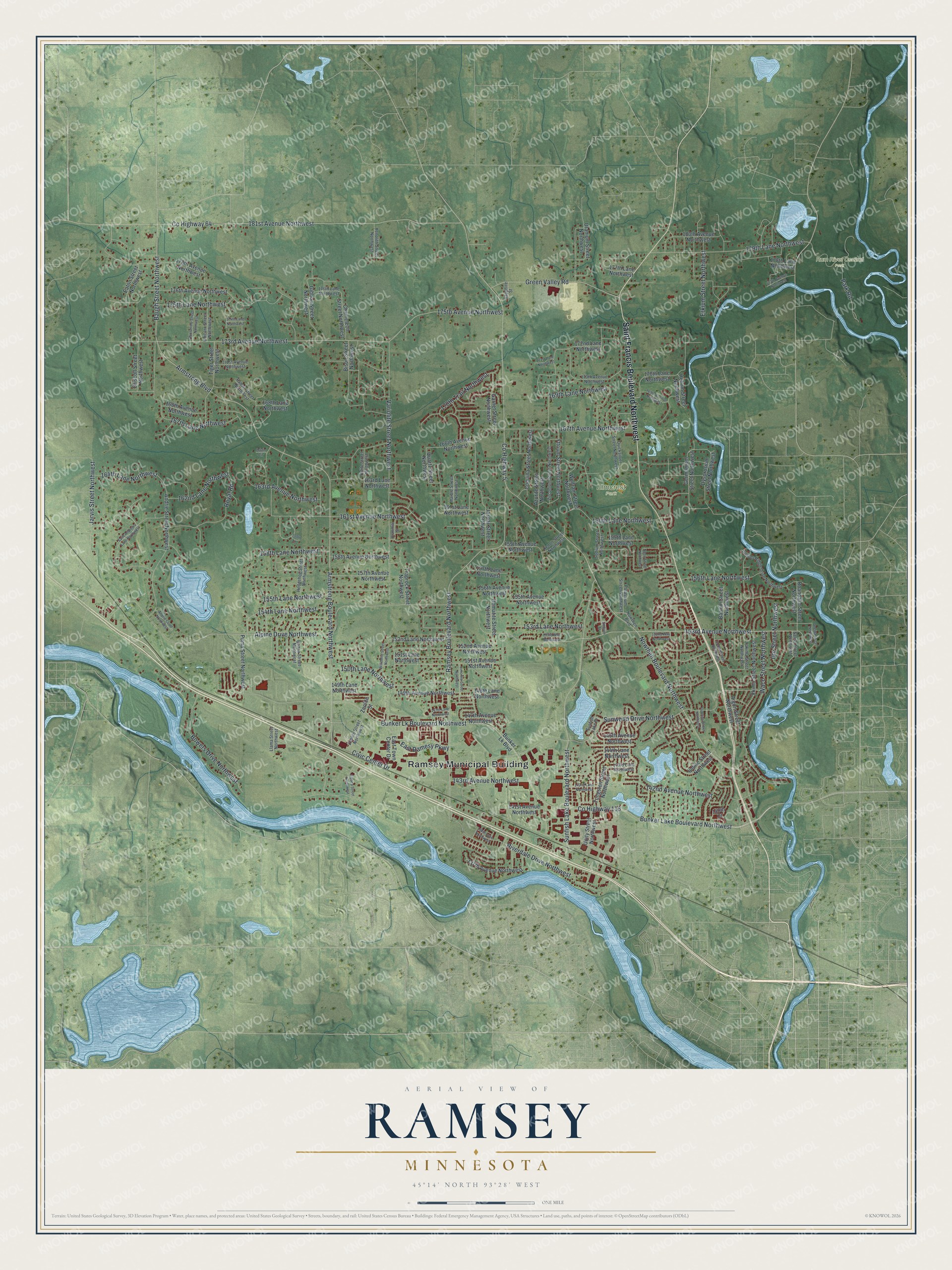 Watermarked full-map preview of Ramsey, Minnesota