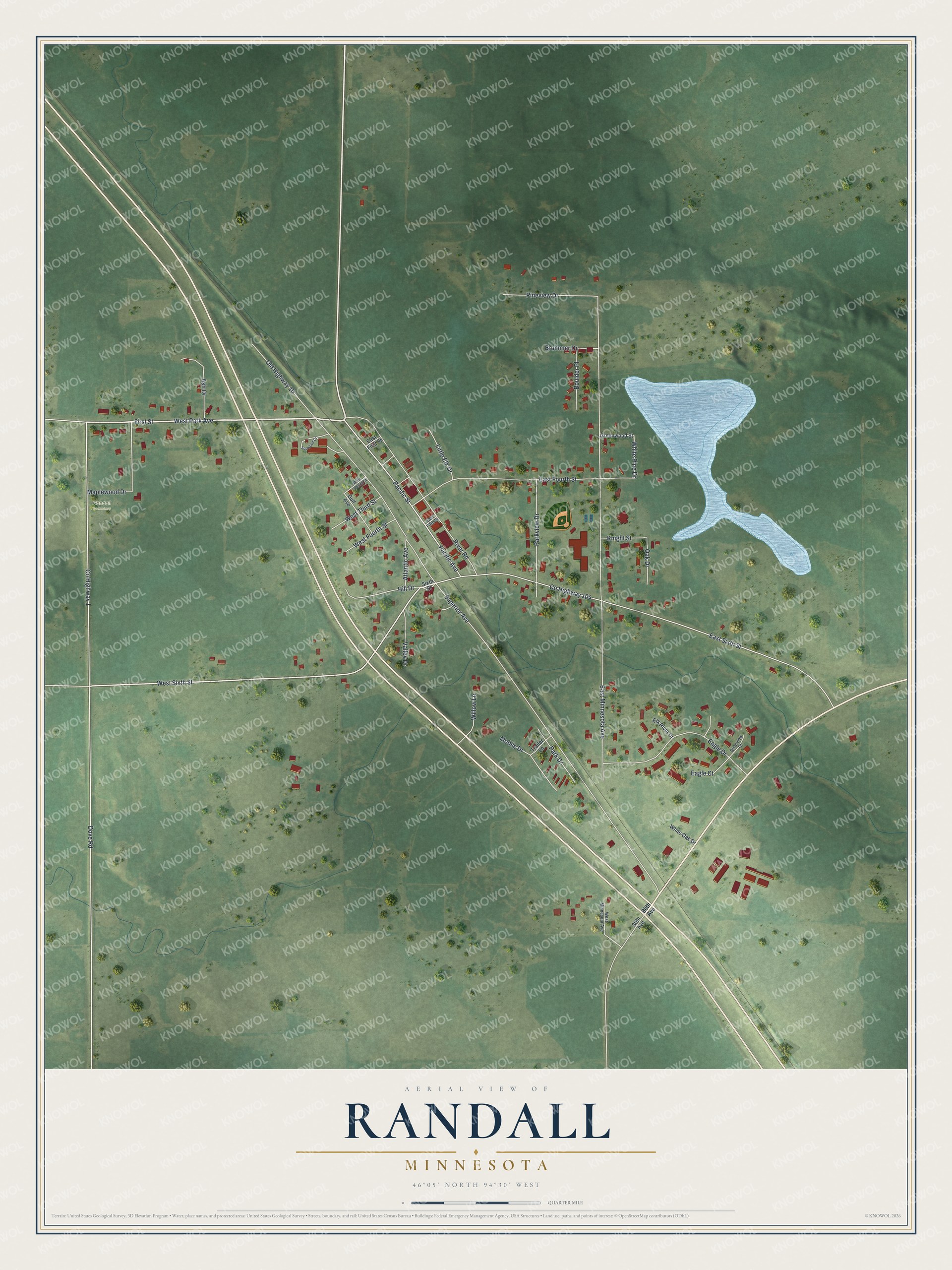 Watermarked full-map preview of Randall, Minnesota
