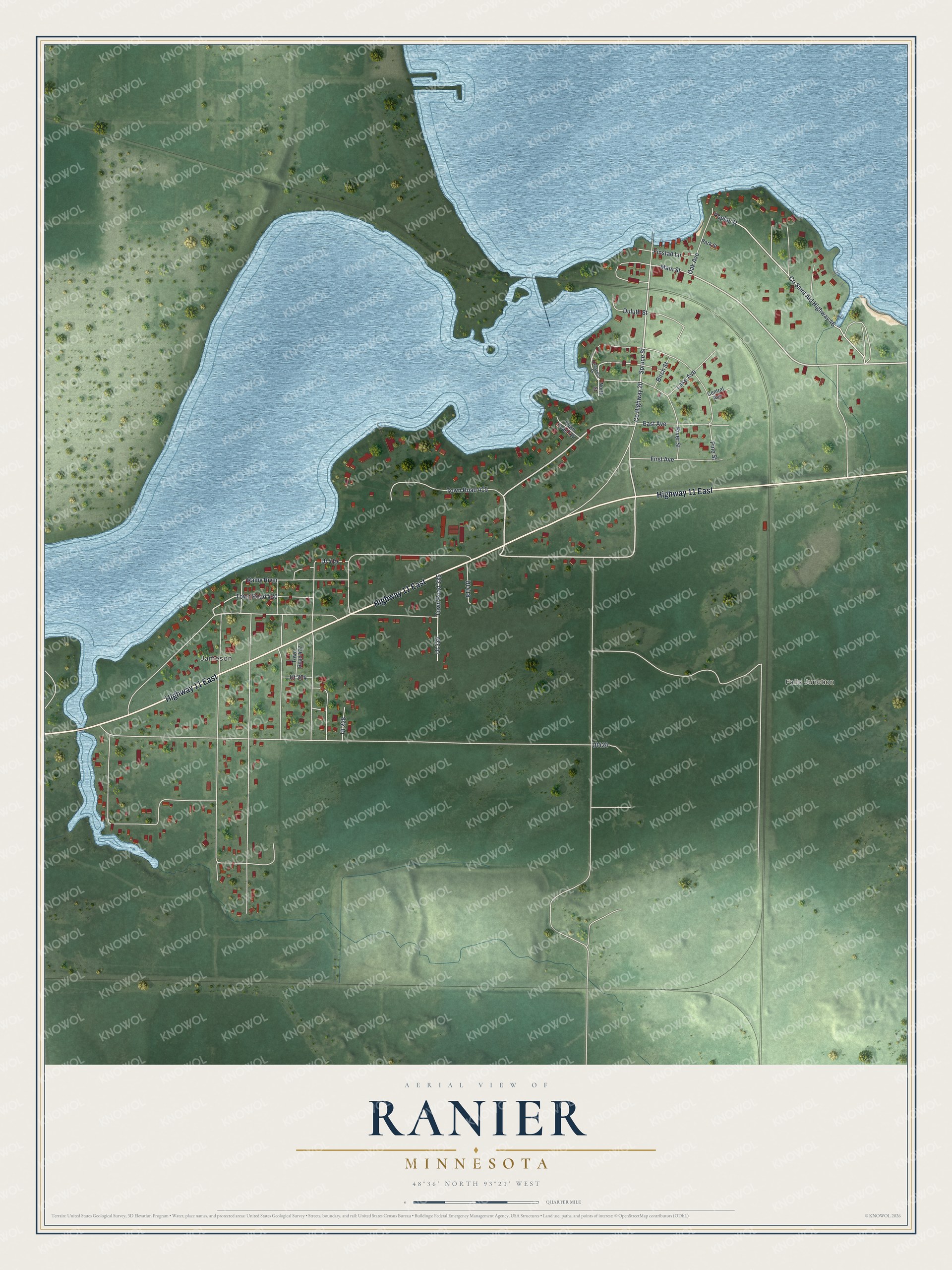 Watermarked full-map preview of Ranier, Minnesota