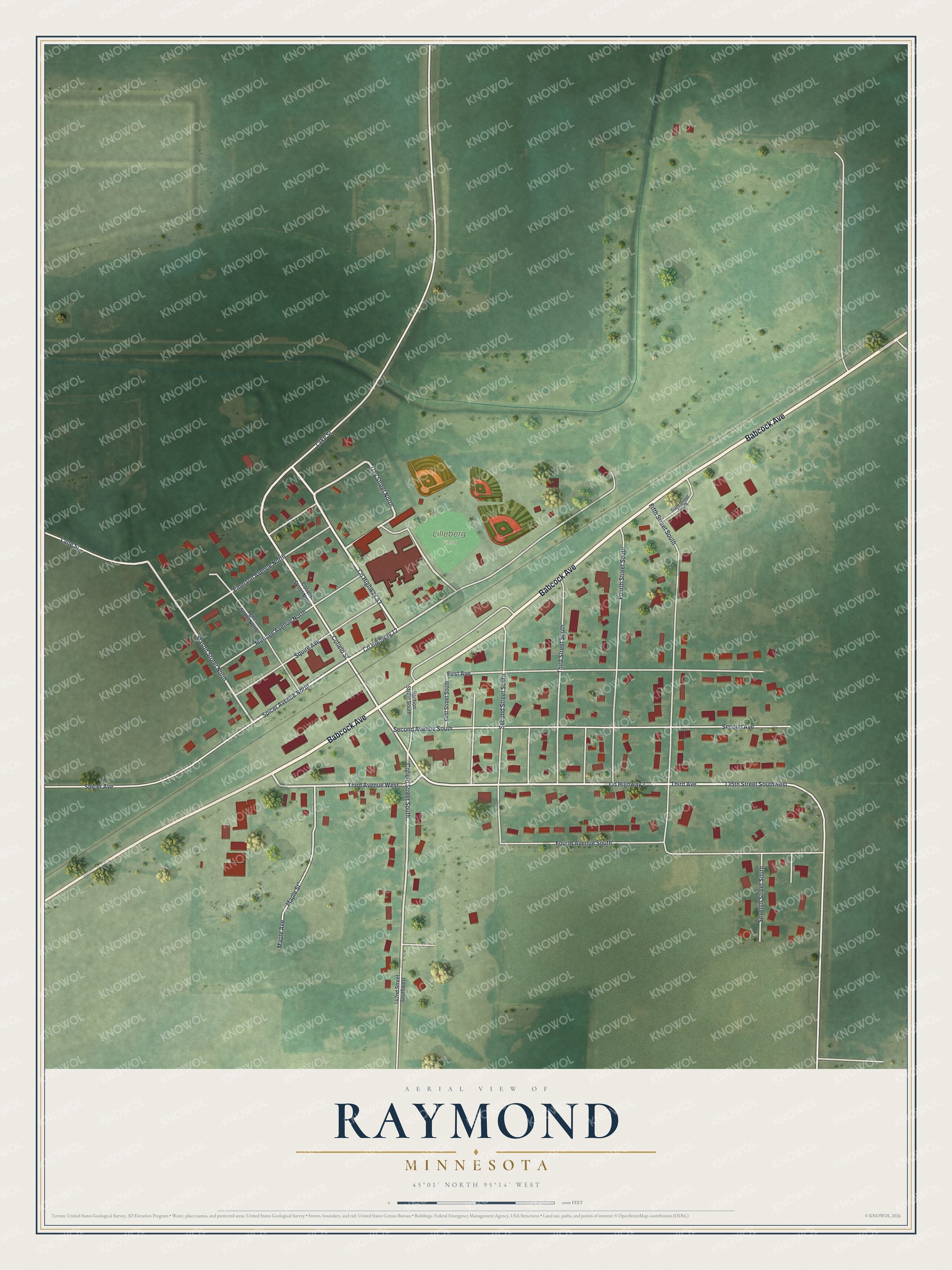 Watermarked full-map preview of Raymond, Minnesota