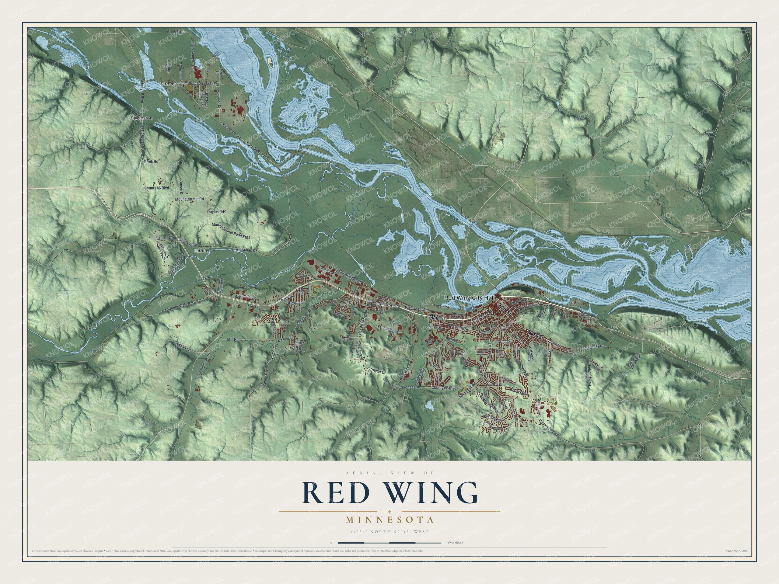 Watermarked full-map preview of Red Wing, Minnesota