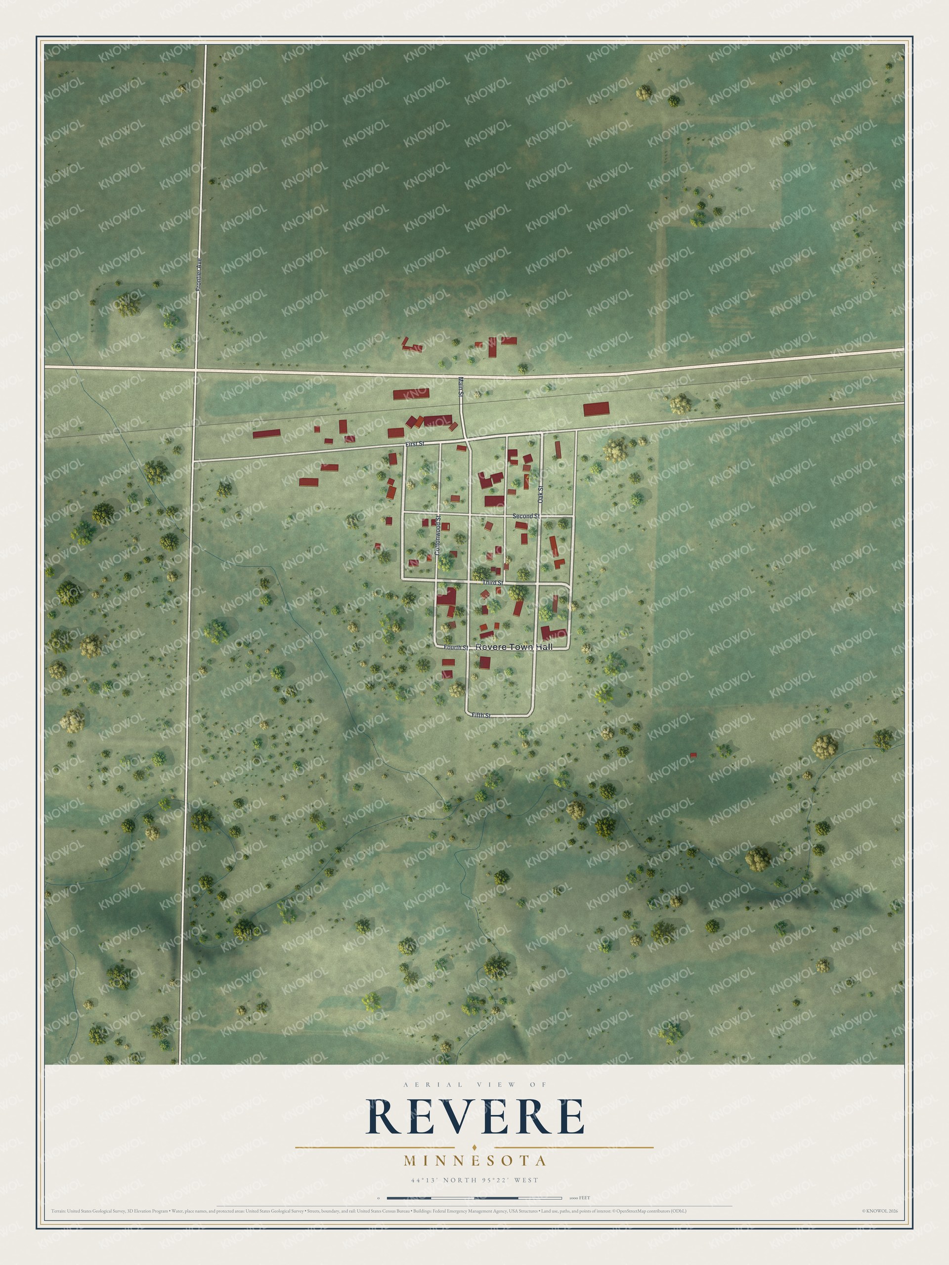 Watermarked full-map preview of Revere, Minnesota
