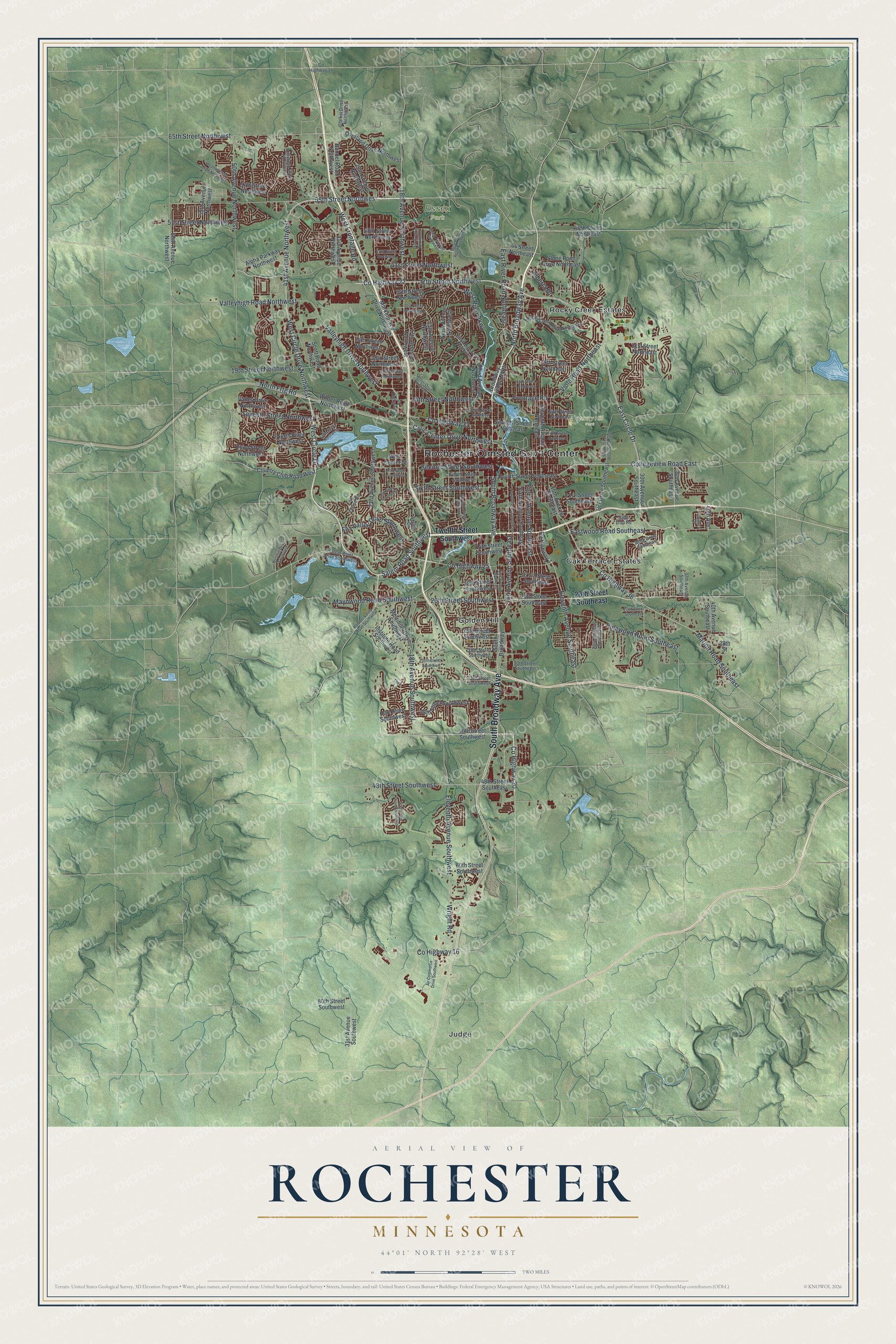 Watermarked full-map preview of Rochester, Minnesota