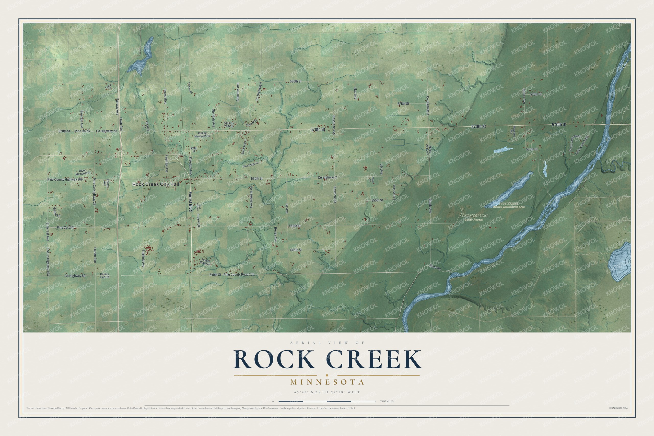 Watermarked full-map preview of Rock Creek, Minnesota