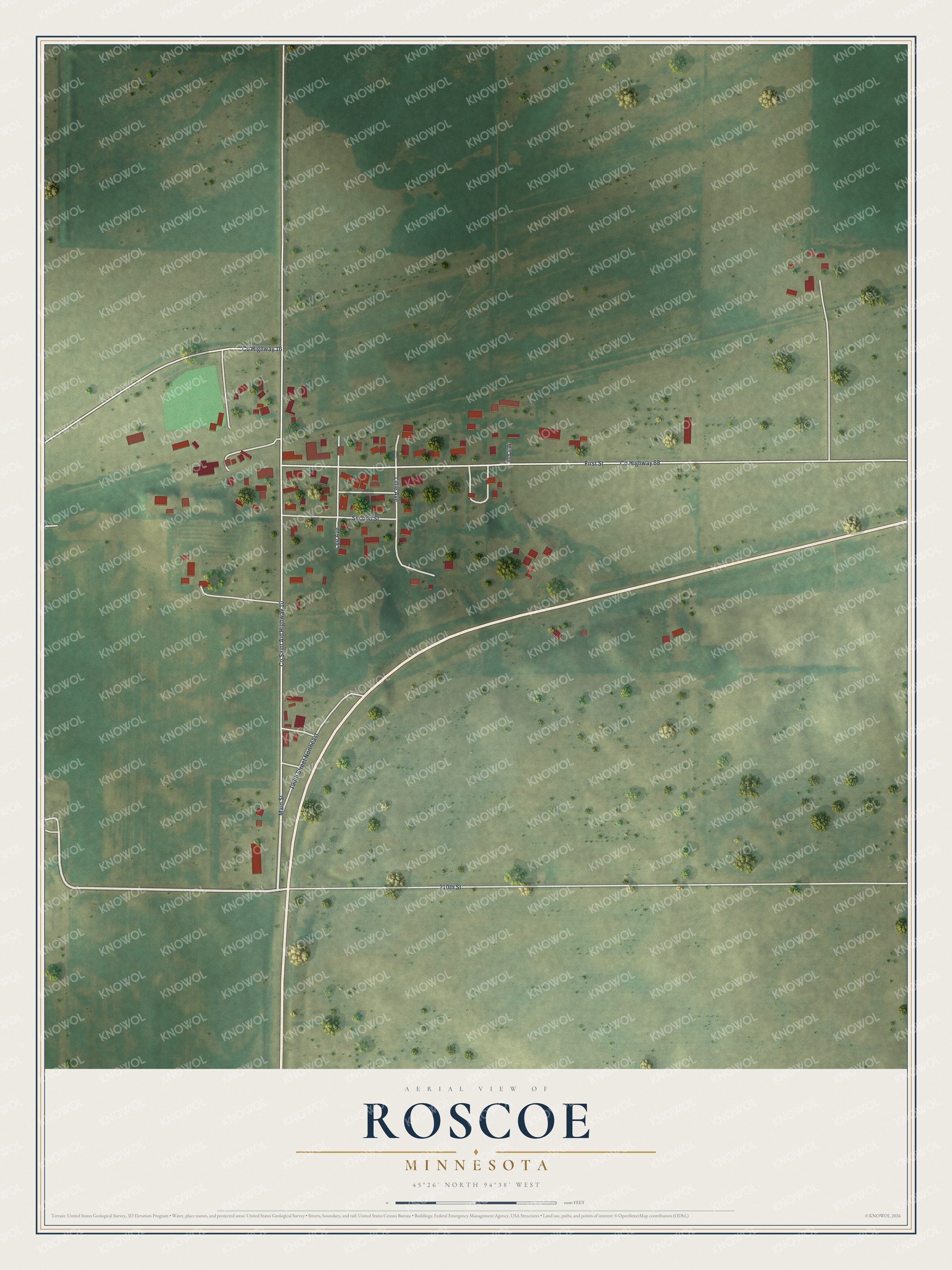 Watermarked full-map preview of Roscoe, Minnesota