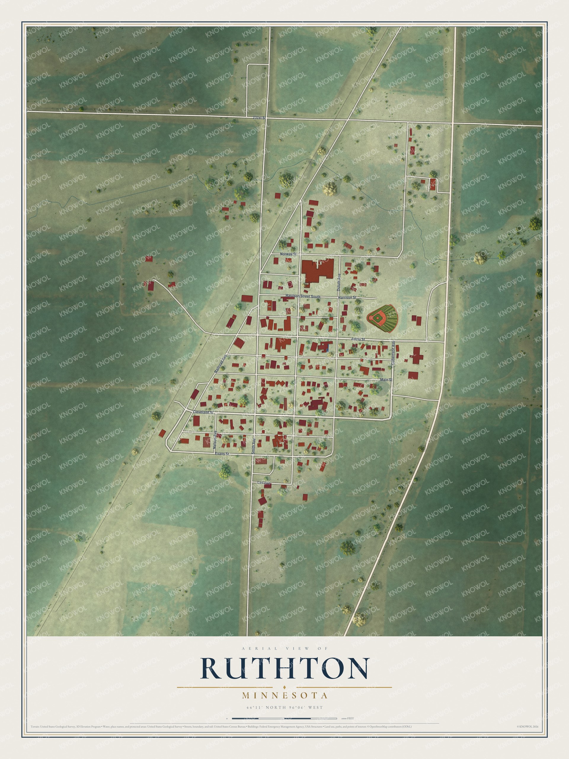 Watermarked full-map preview of Ruthton, Minnesota