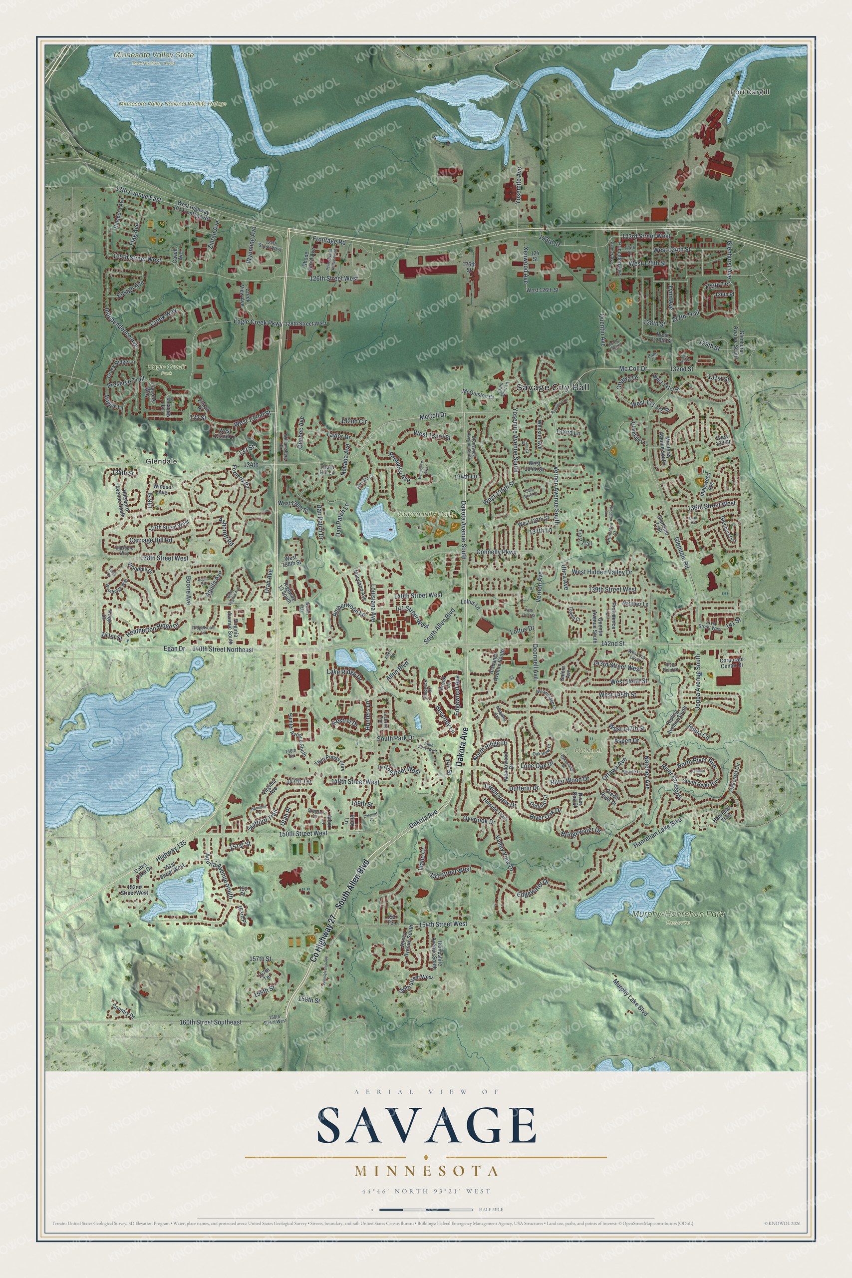 Watermarked full-map preview of Savage, Minnesota