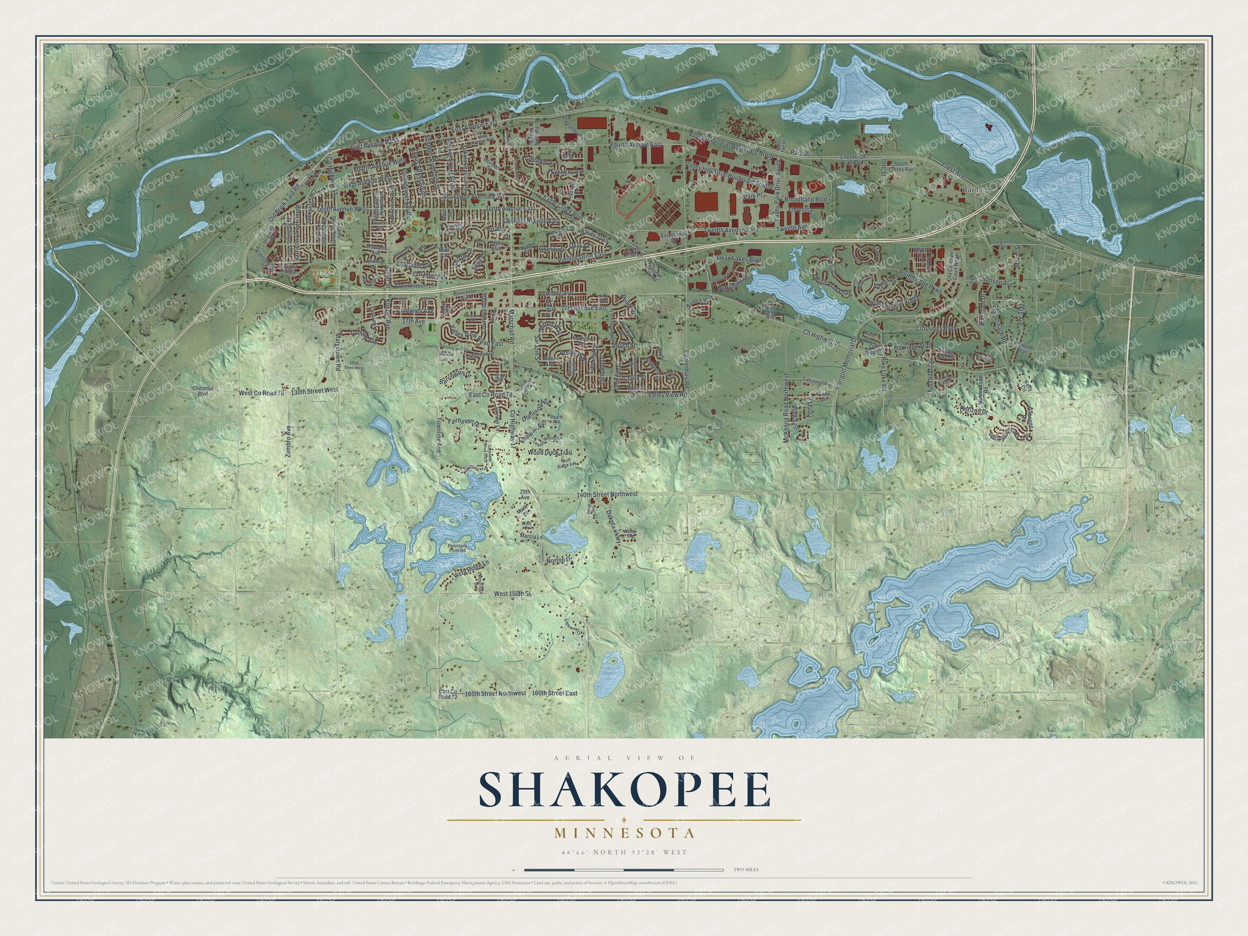 Watermarked full-map preview of Shakopee, Minnesota