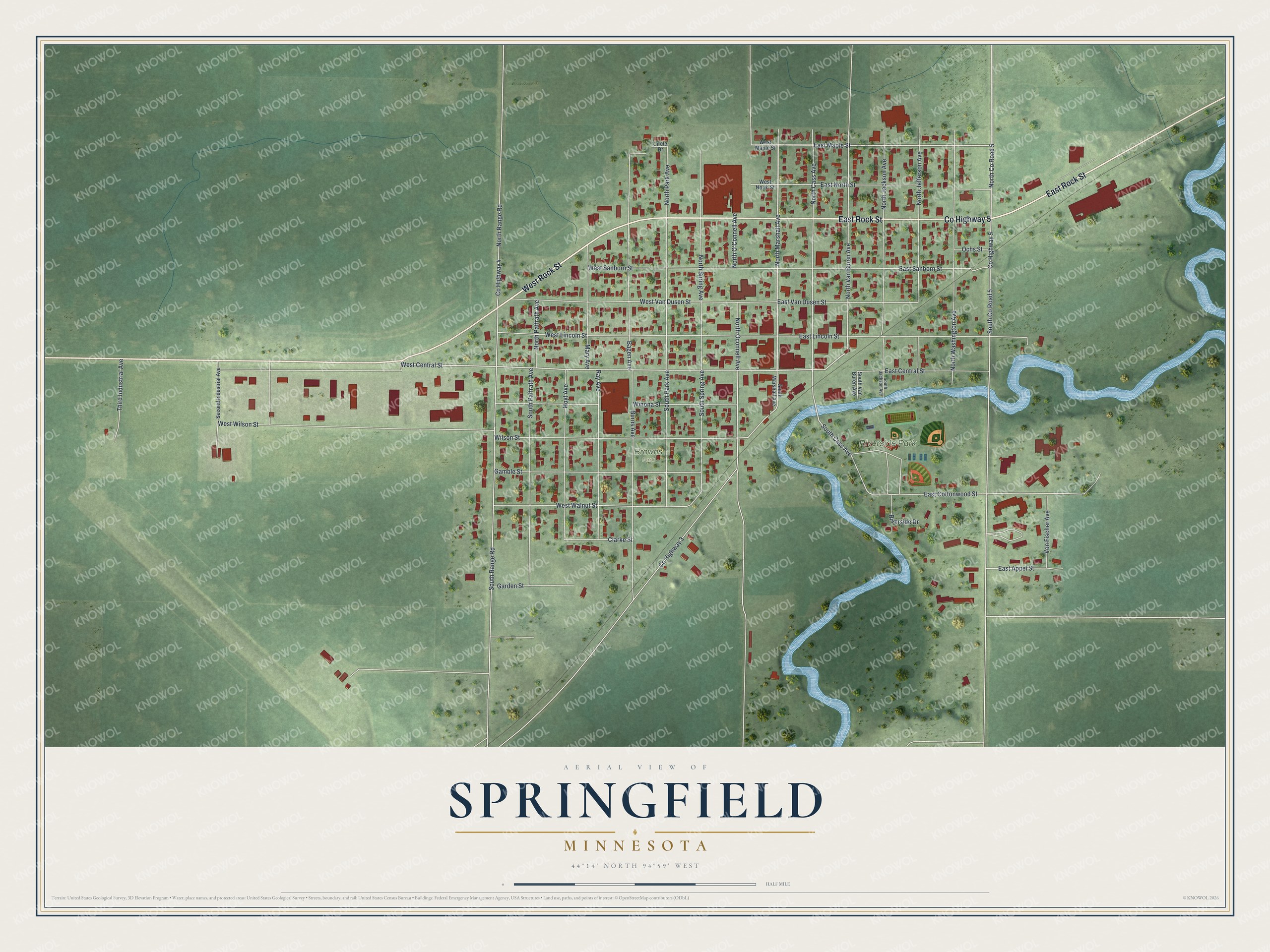 Watermarked full-map preview of Springfield, Minnesota