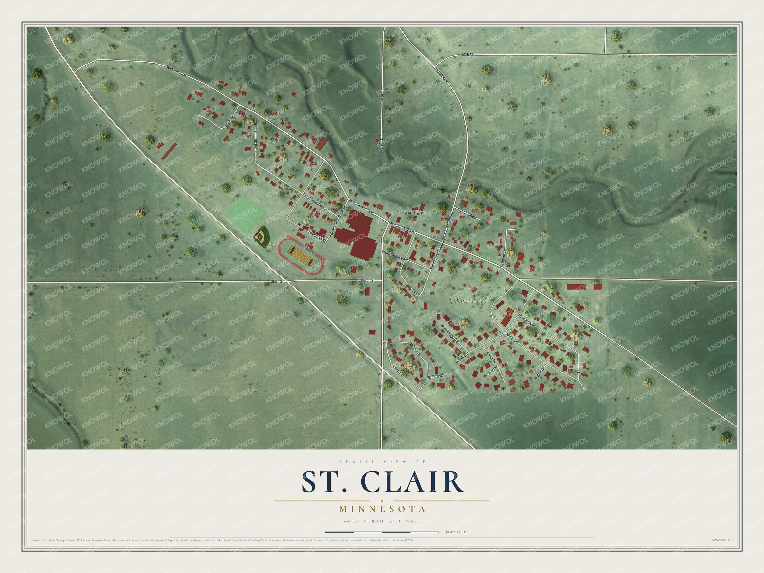 Watermarked full-map preview of St. Clair, Minnesota