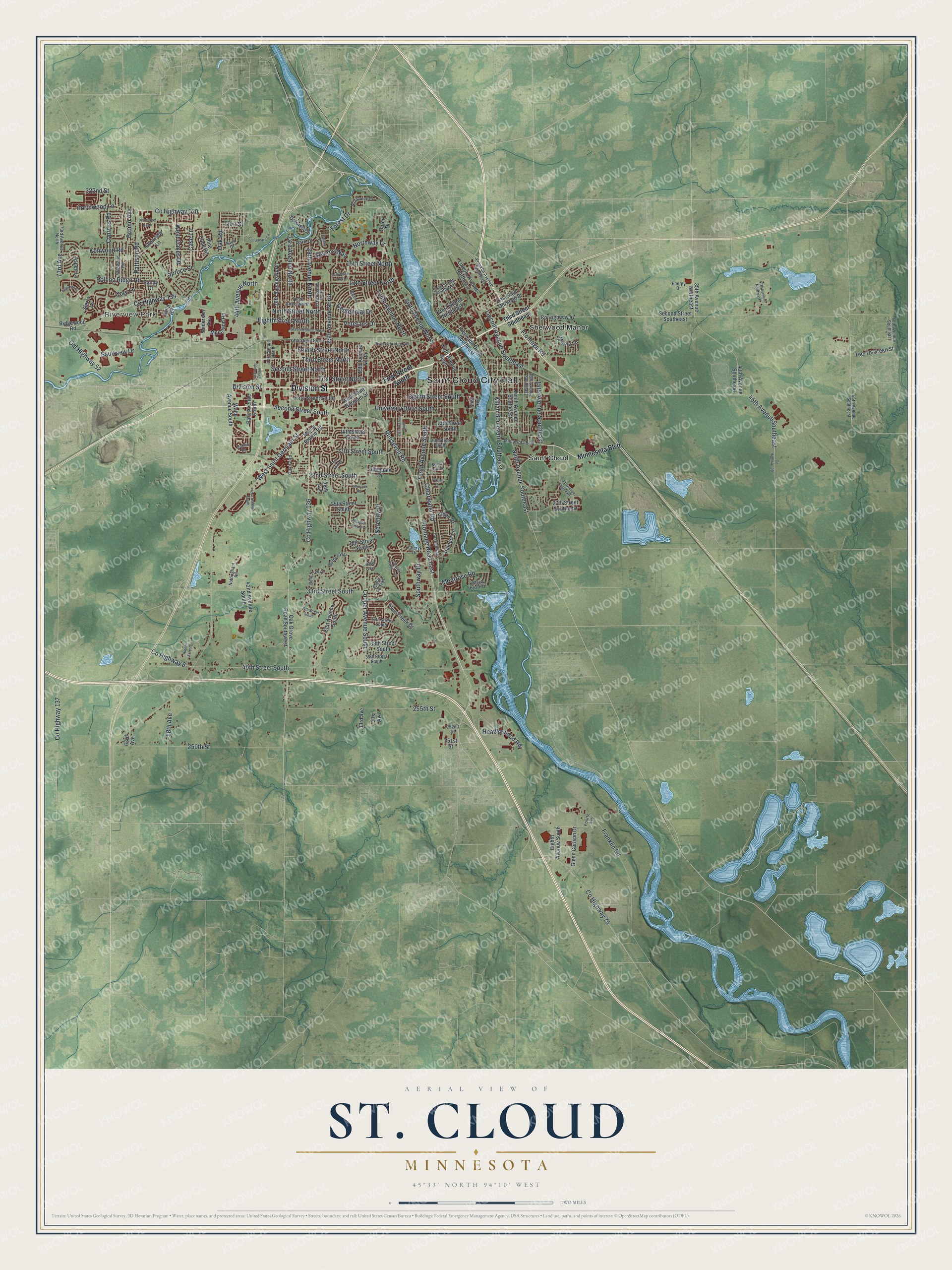 Watermarked full-map preview of St. Cloud, Minnesota
