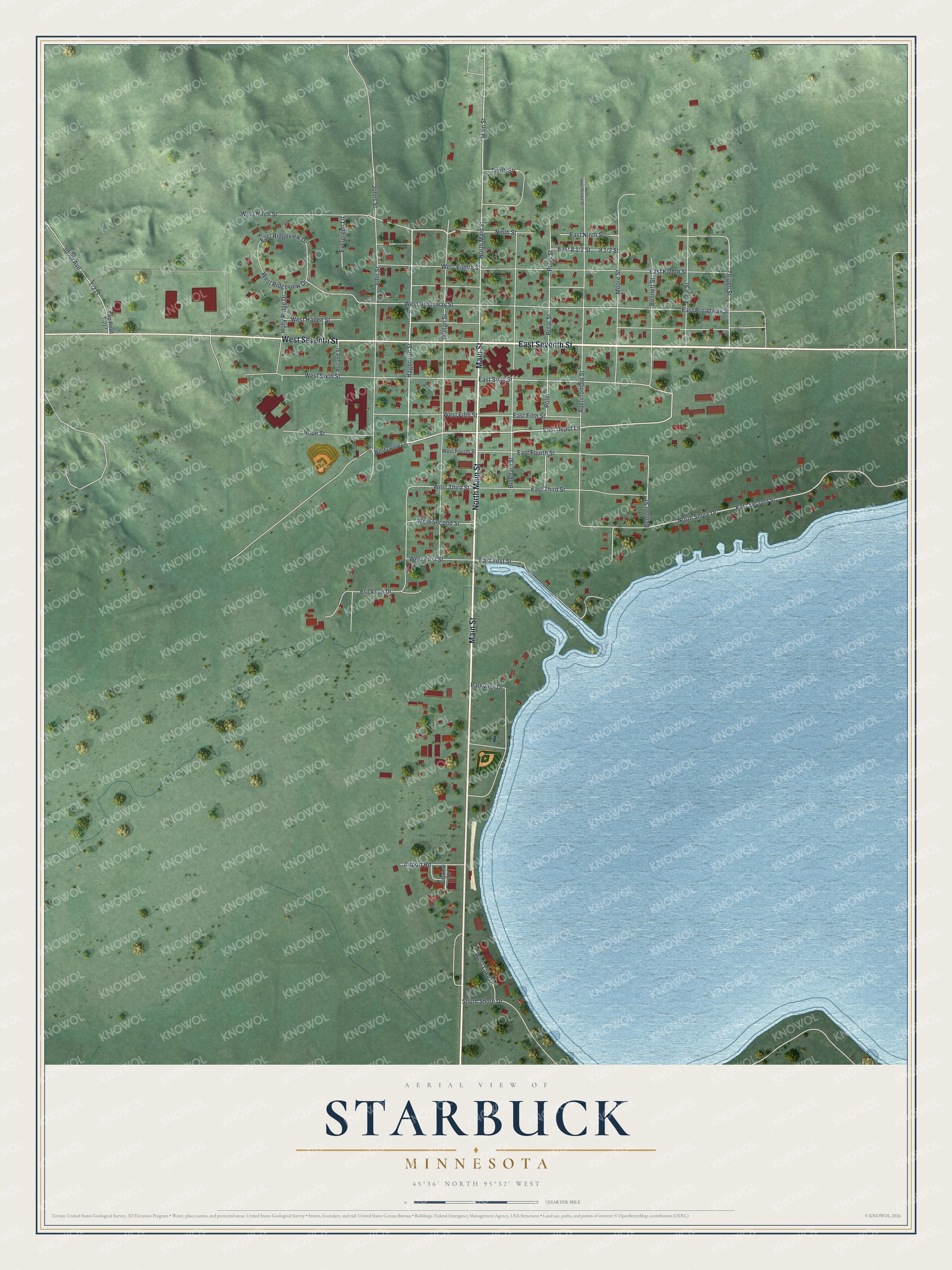Watermarked full-map preview of Starbuck, Minnesota