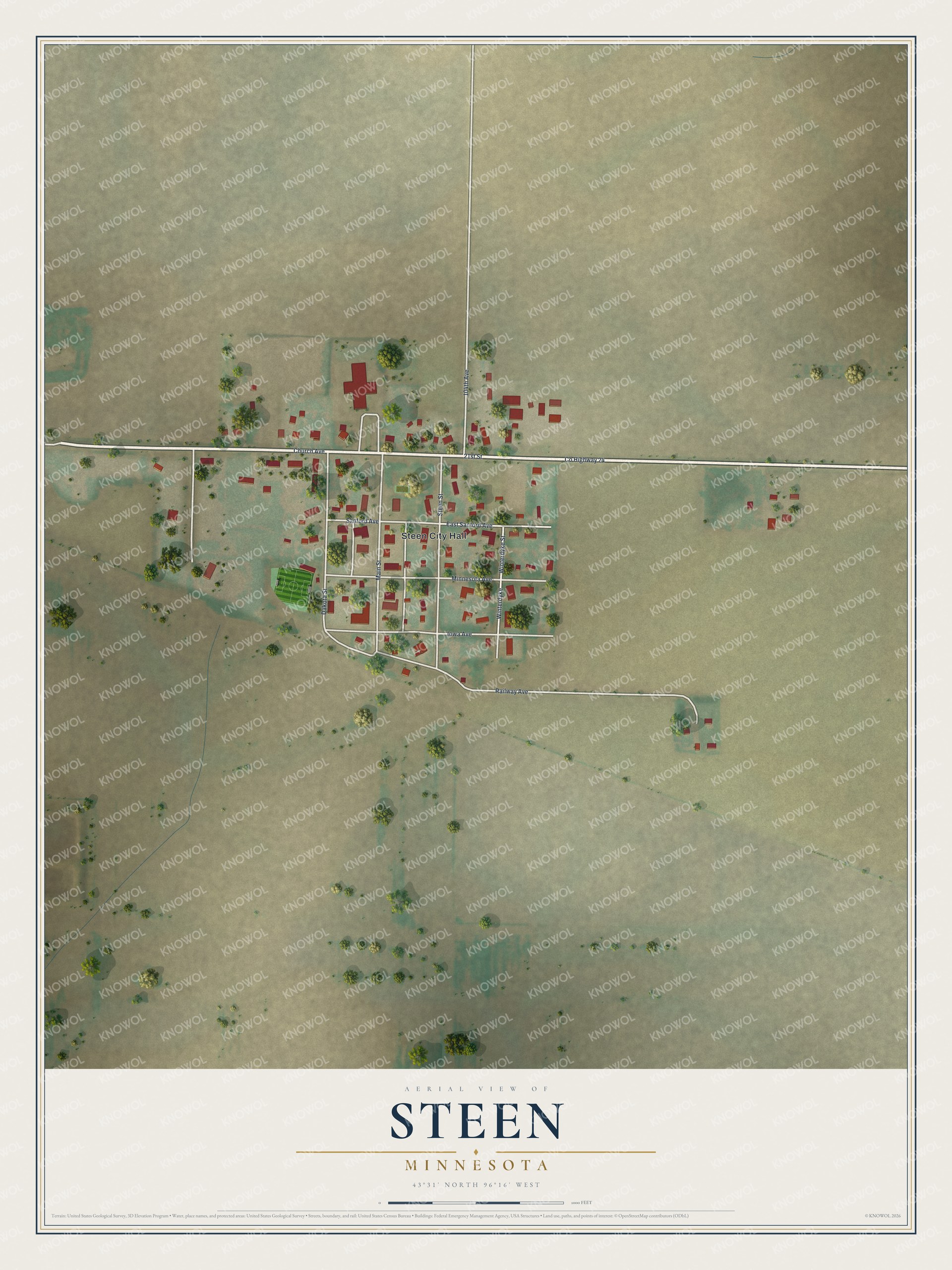 Watermarked full-map preview of Steen, Minnesota