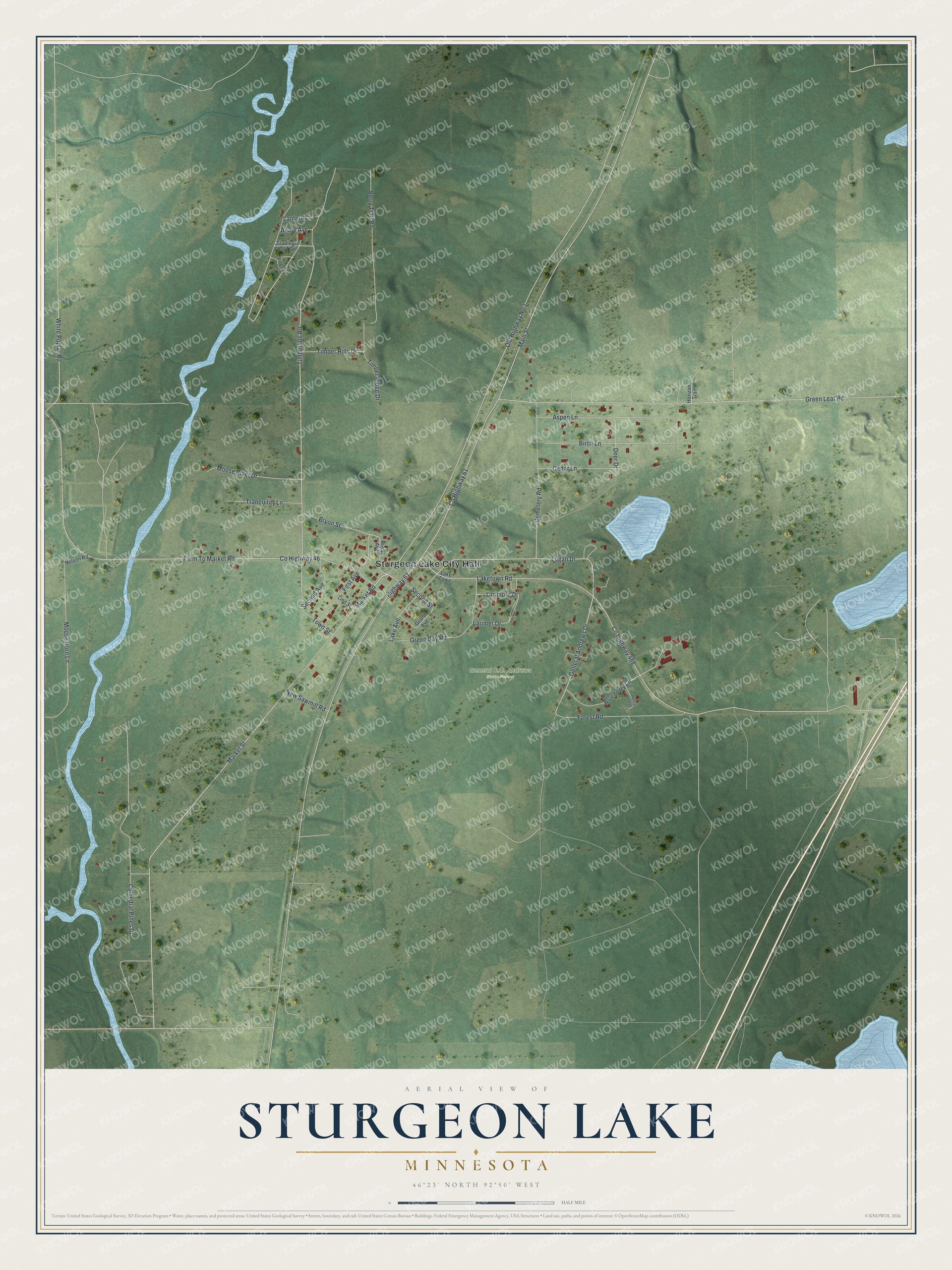 Watermarked full-map preview of Sturgeon Lake, Minnesota