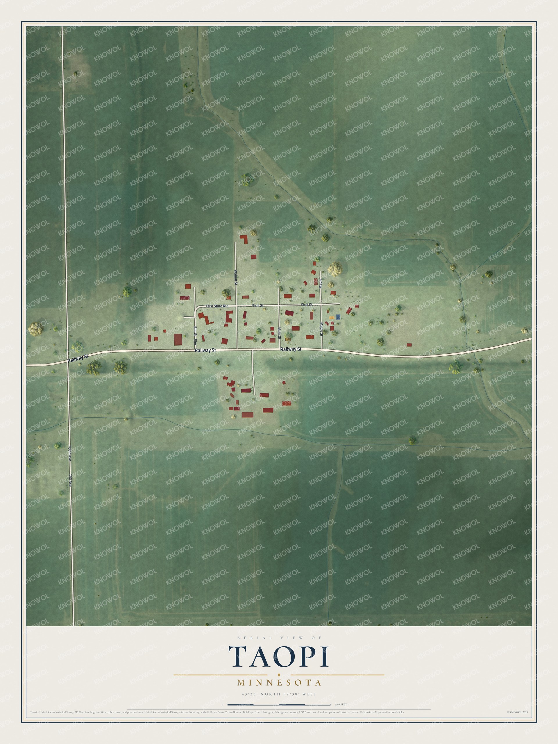 Watermarked full-map preview of Taopi, Minnesota