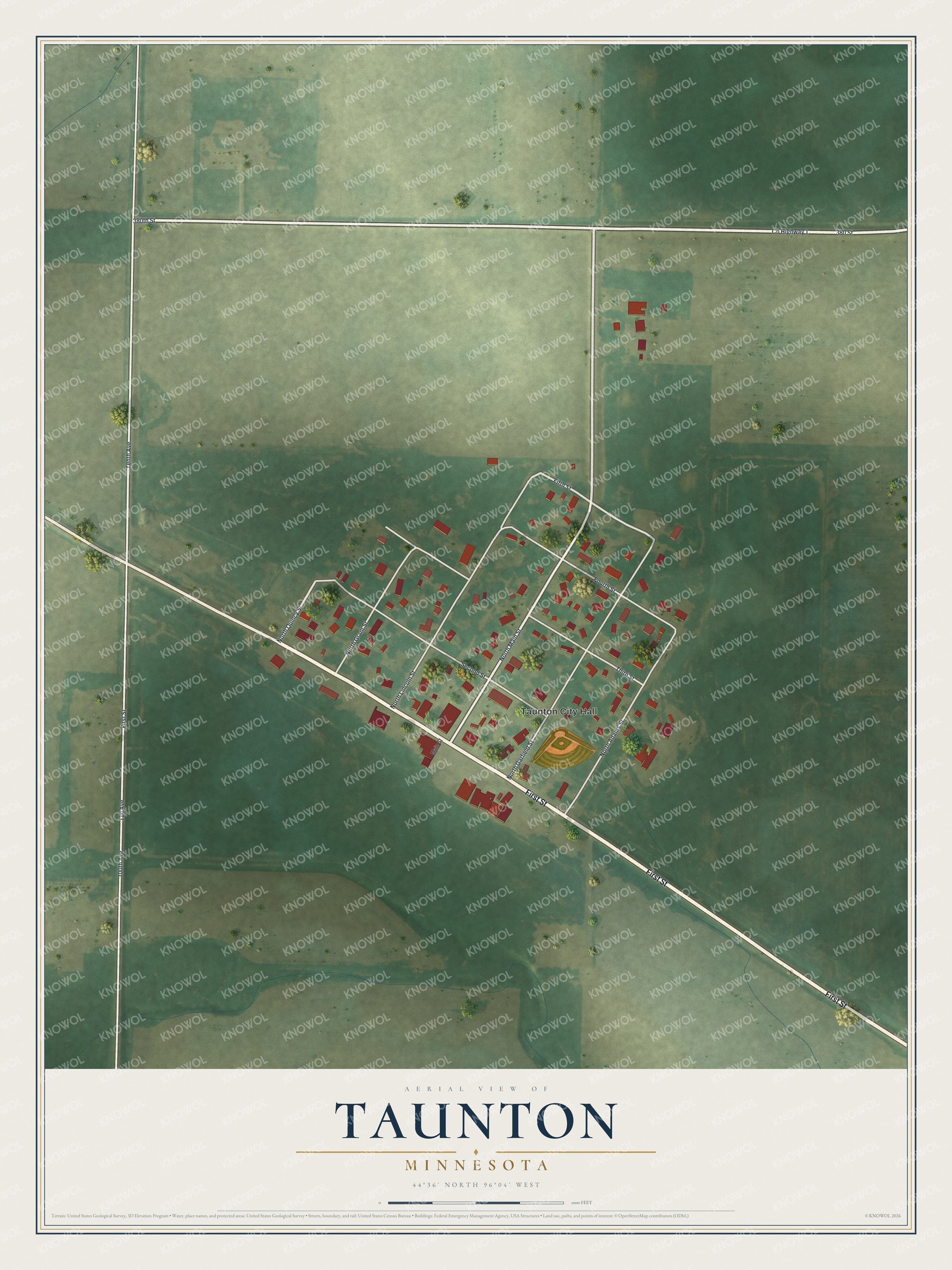 Watermarked full-map preview of Taunton, Minnesota