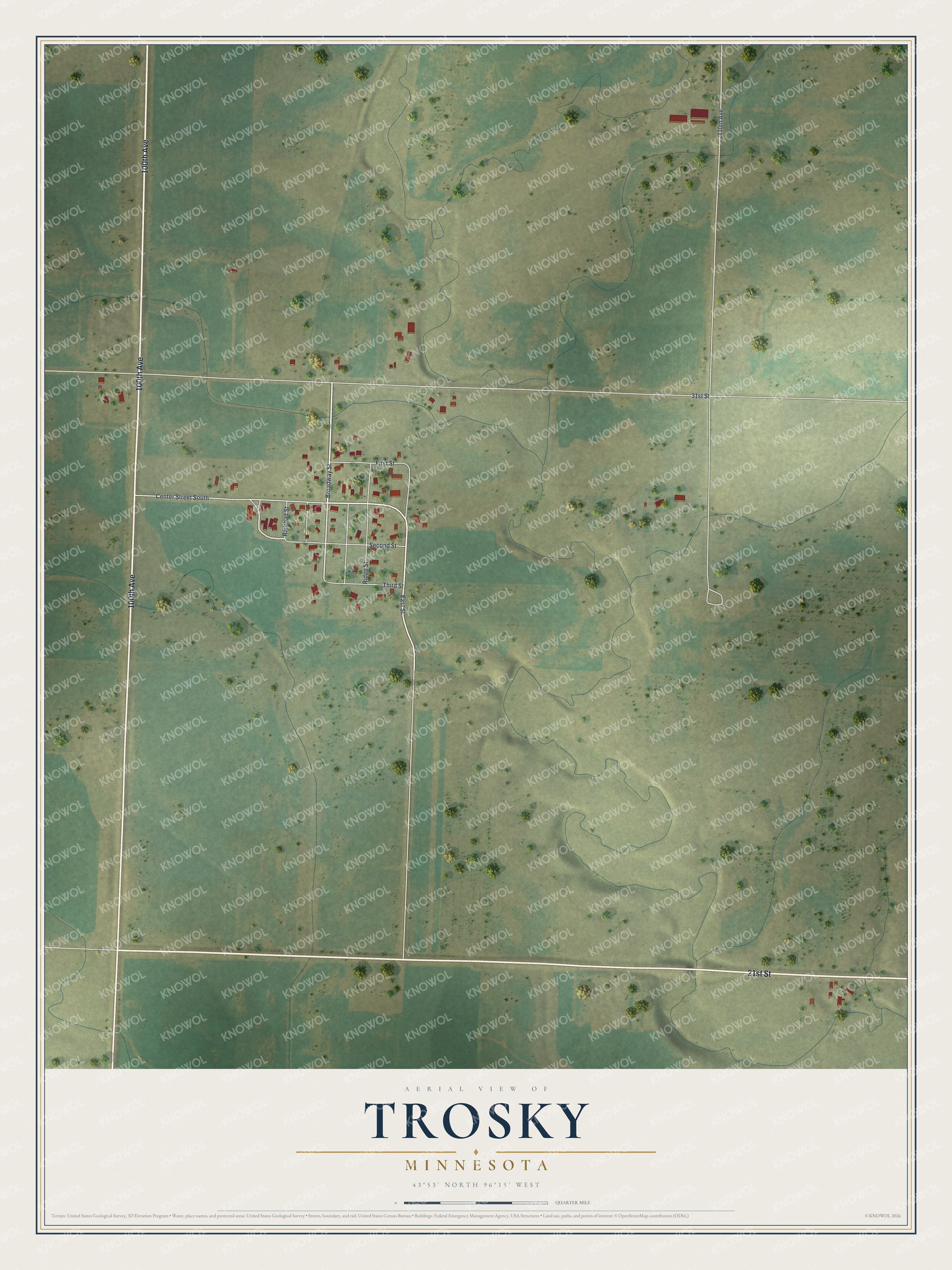 Watermarked full-map preview of Trosky, Minnesota