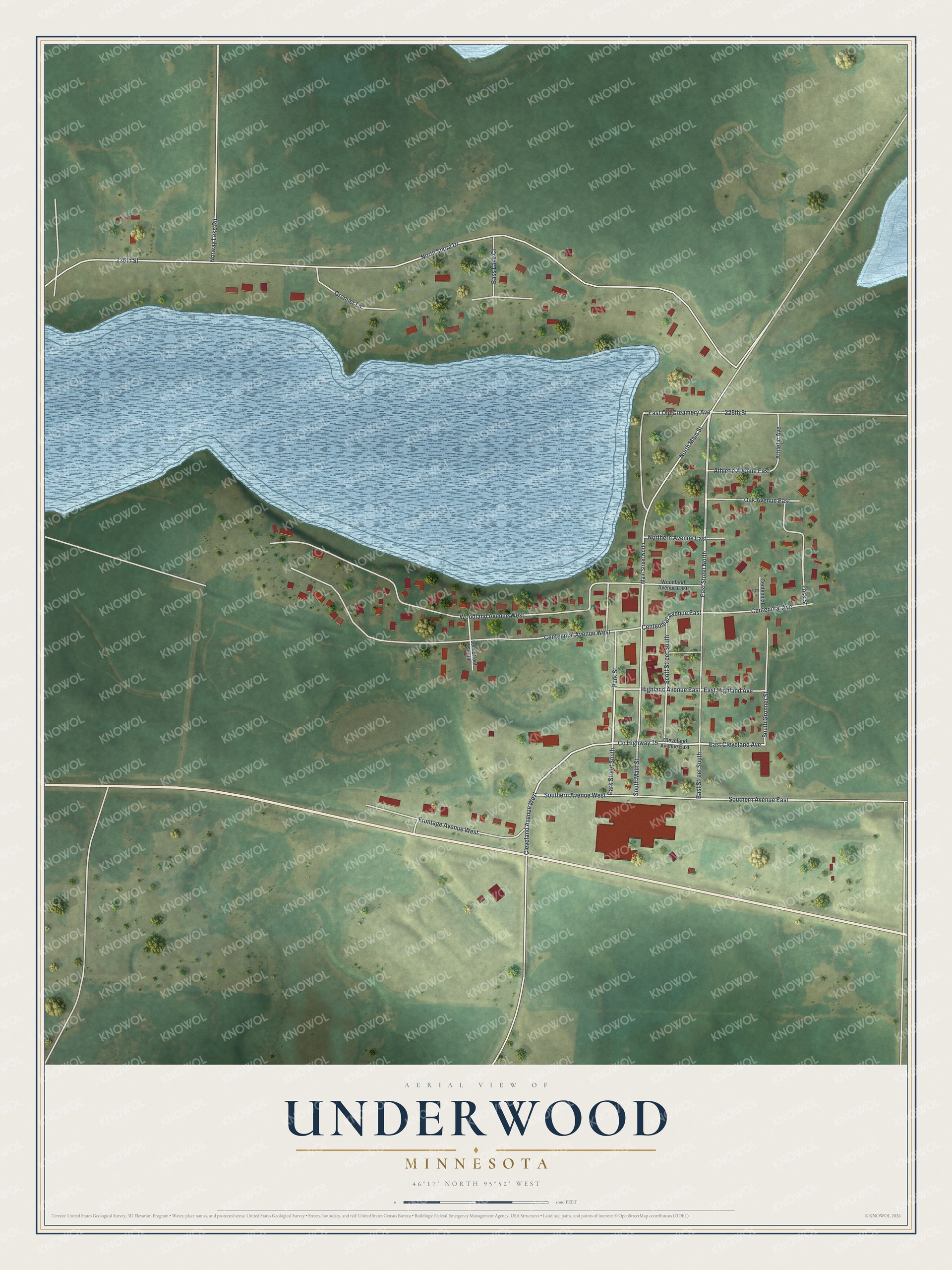 Watermarked full-map preview of Underwood, Minnesota