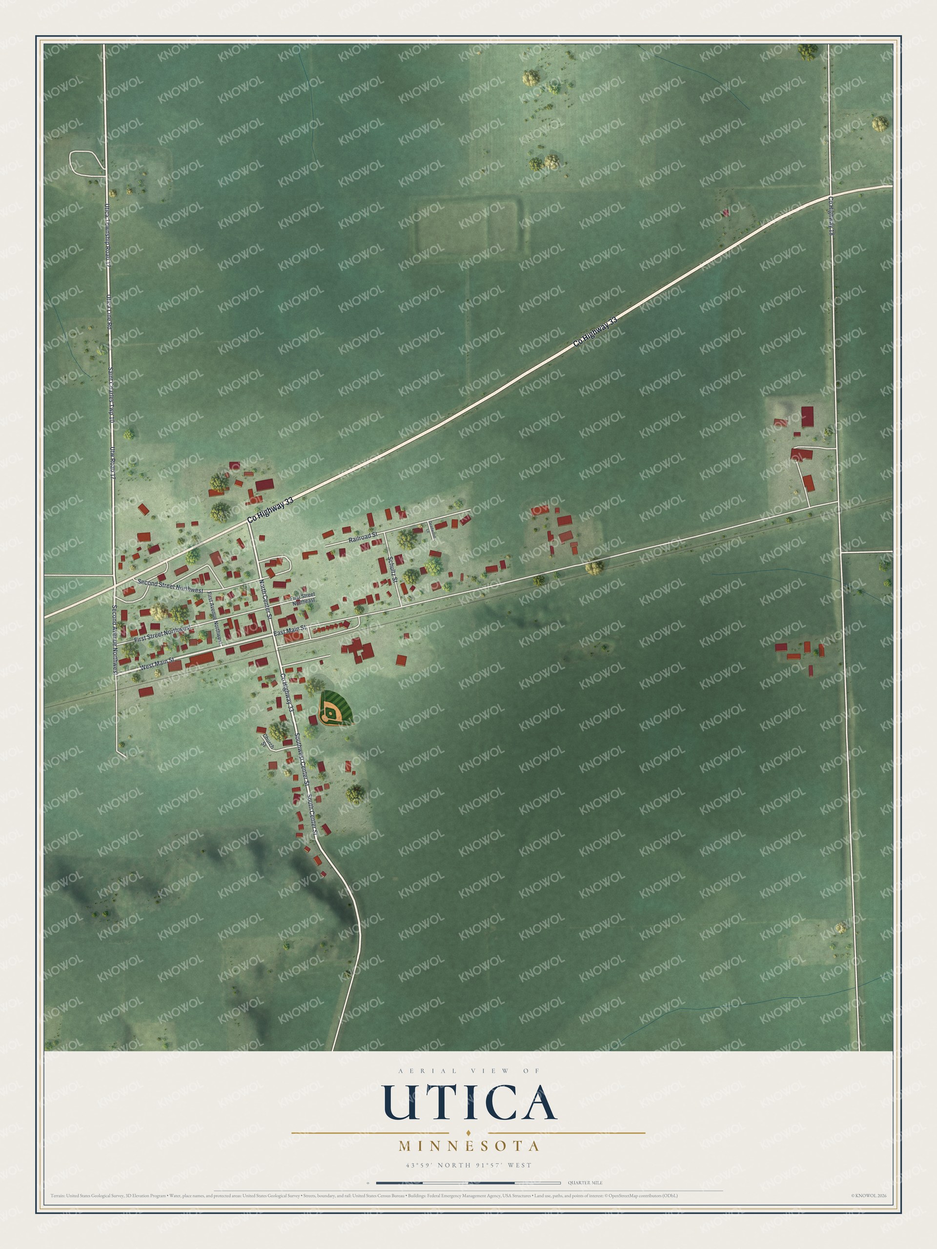 Watermarked full-map preview of Utica, Minnesota