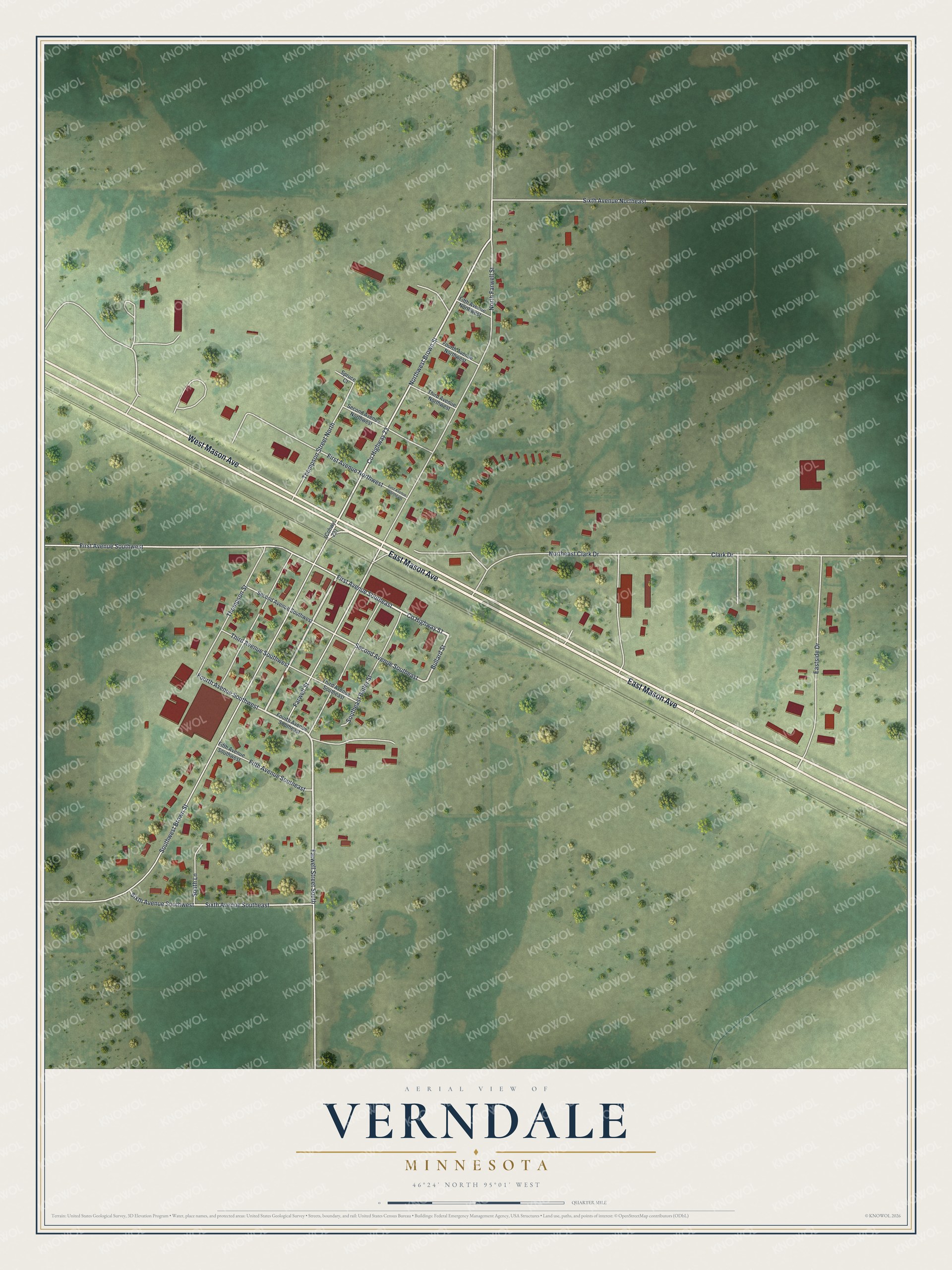 Watermarked full-map preview of Verndale, Minnesota