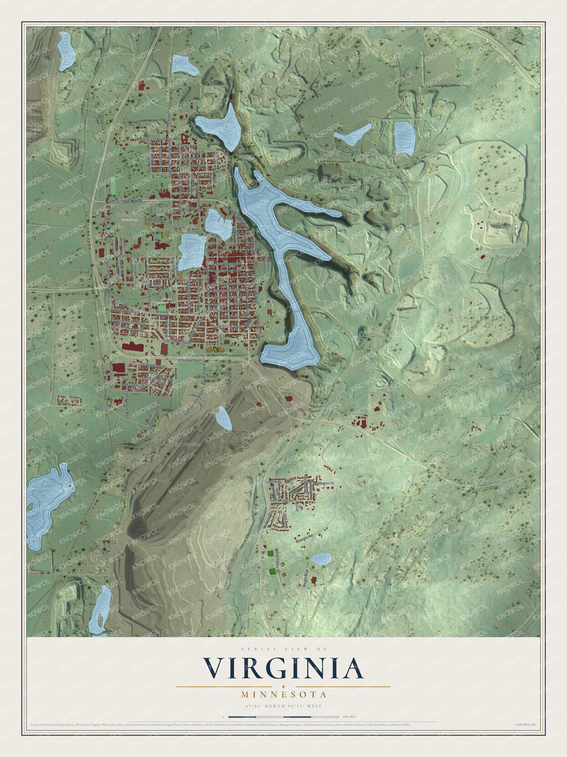 Watermarked full-map preview of Virginia, Minnesota