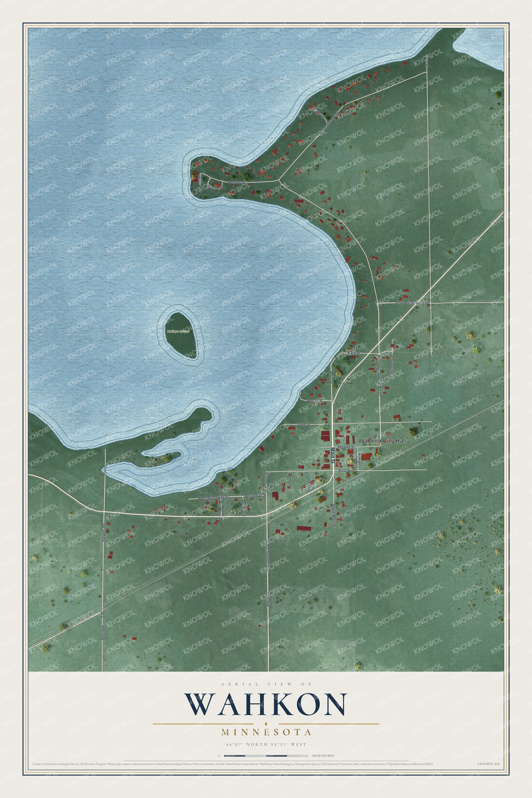 Watermarked full-map preview of Wahkon, Minnesota