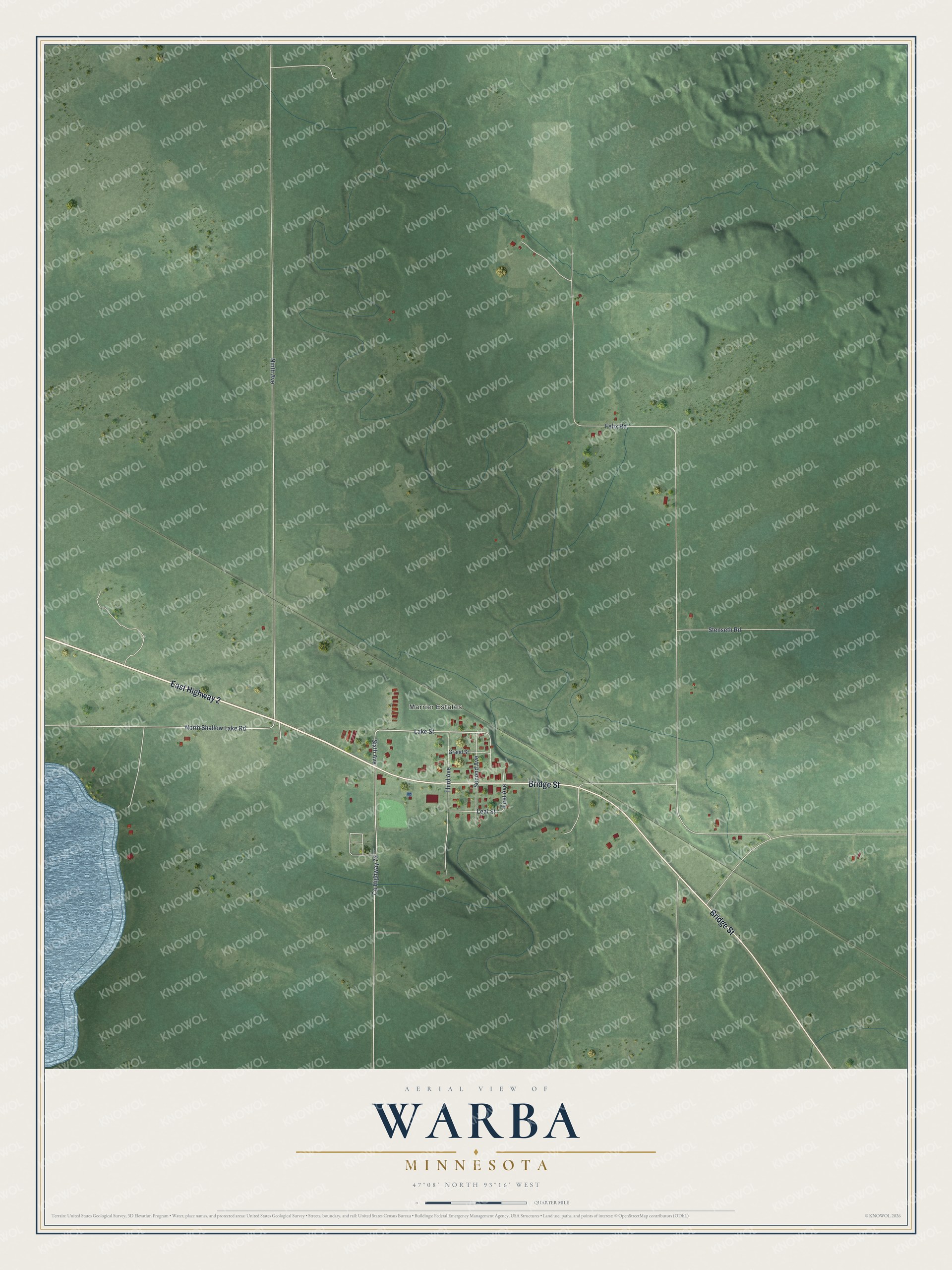Watermarked full-map preview of Warba, Minnesota