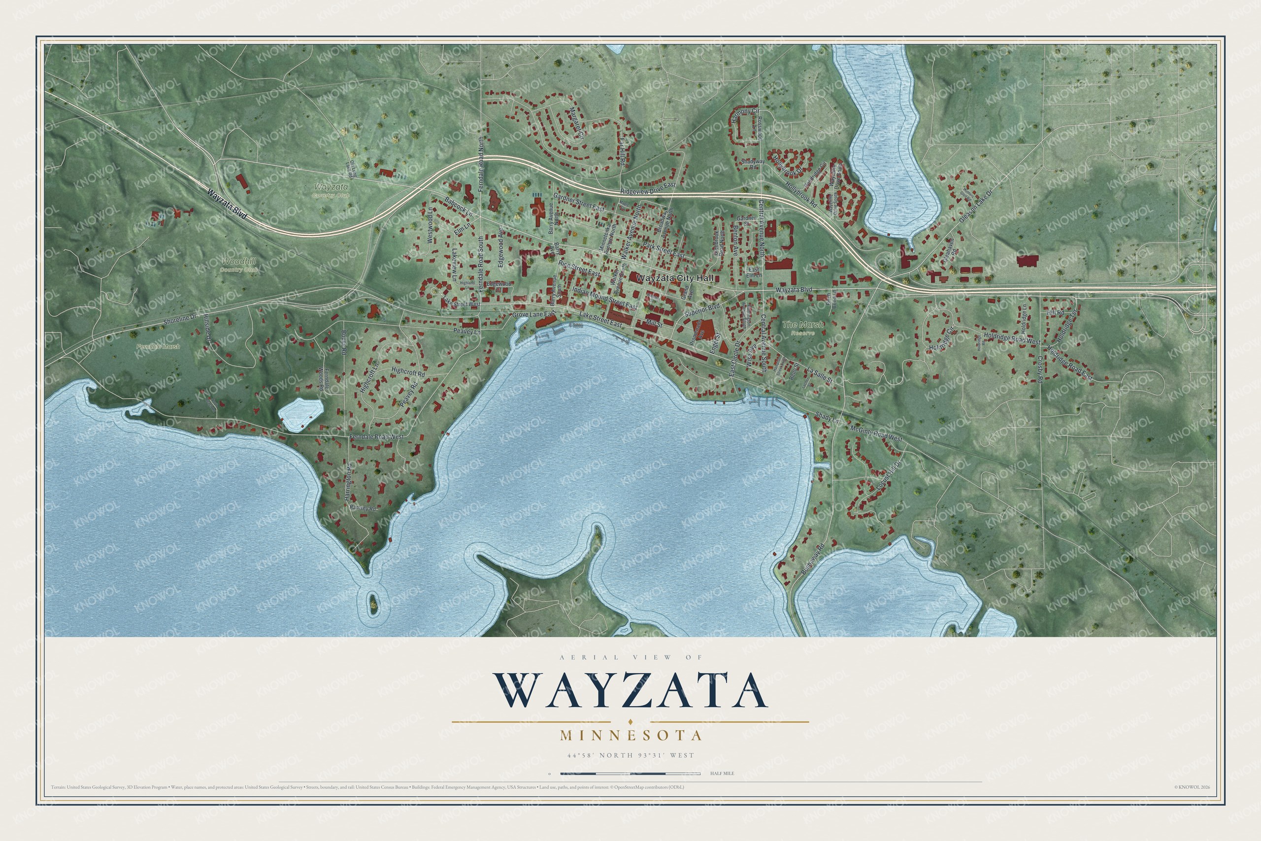 Watermarked full-map preview of Wayzata, Minnesota