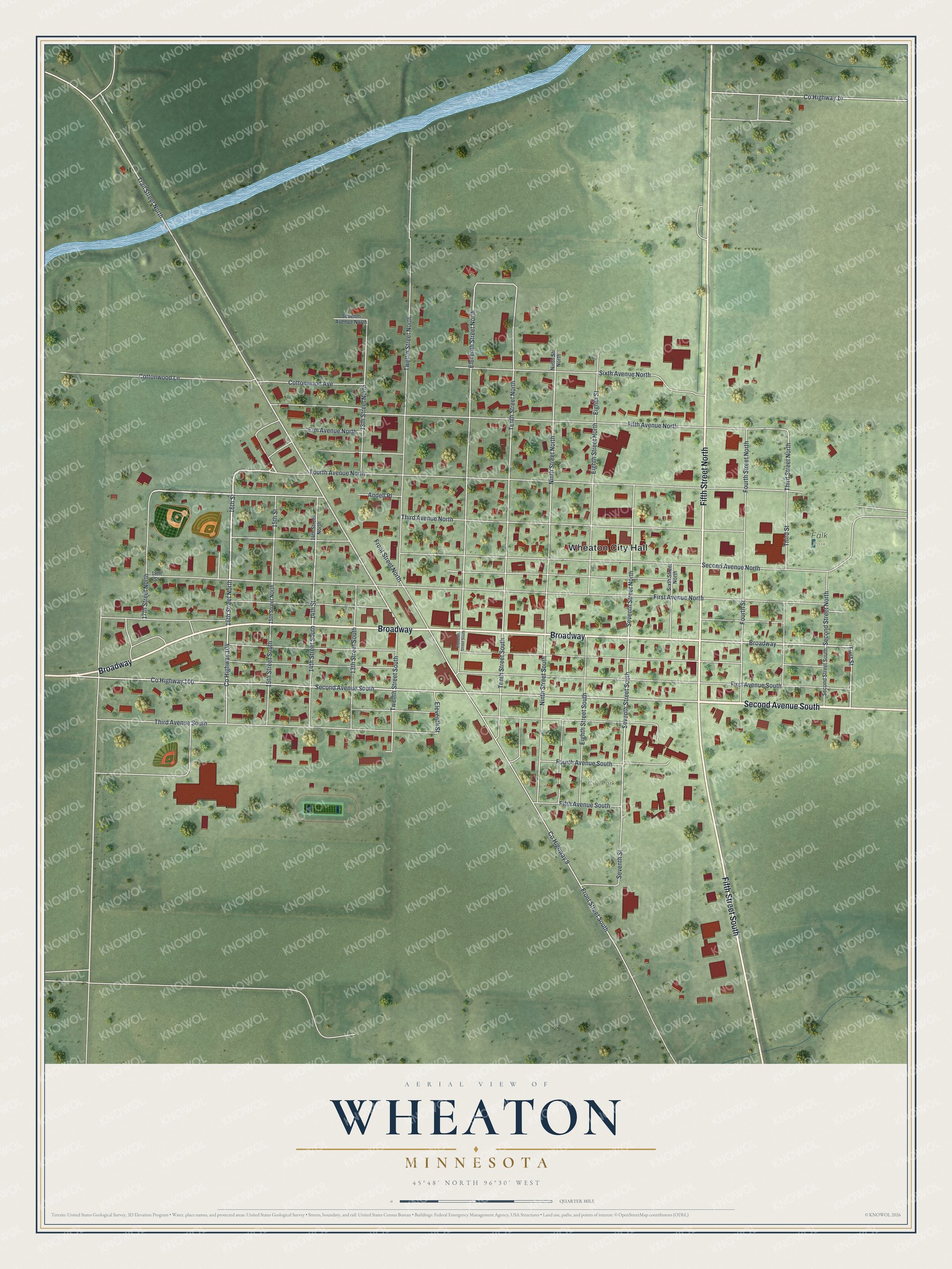 Watermarked full-map preview of Wheaton, Minnesota