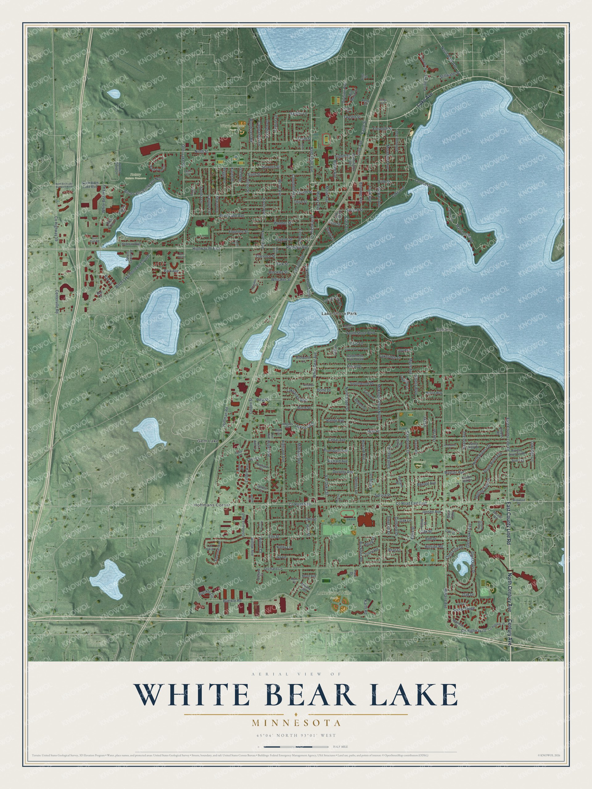 Watermarked full-map preview of White Bear Lake, Minnesota