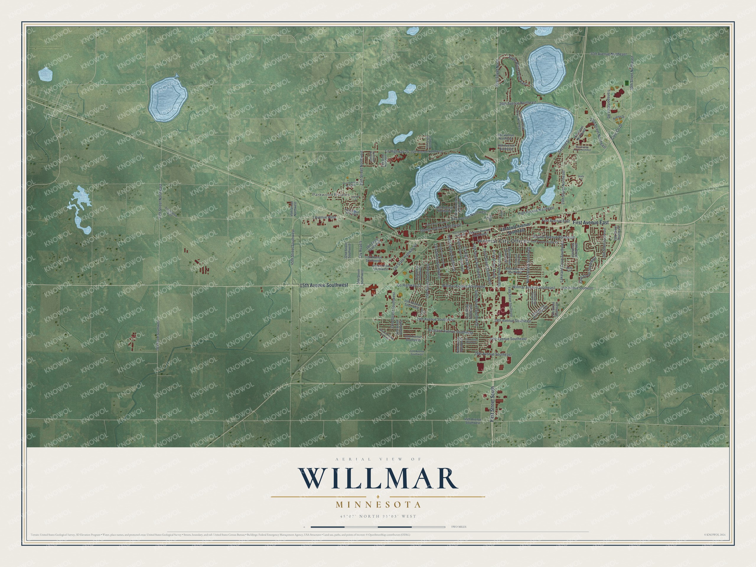 Watermarked full-map preview of Willmar, Minnesota