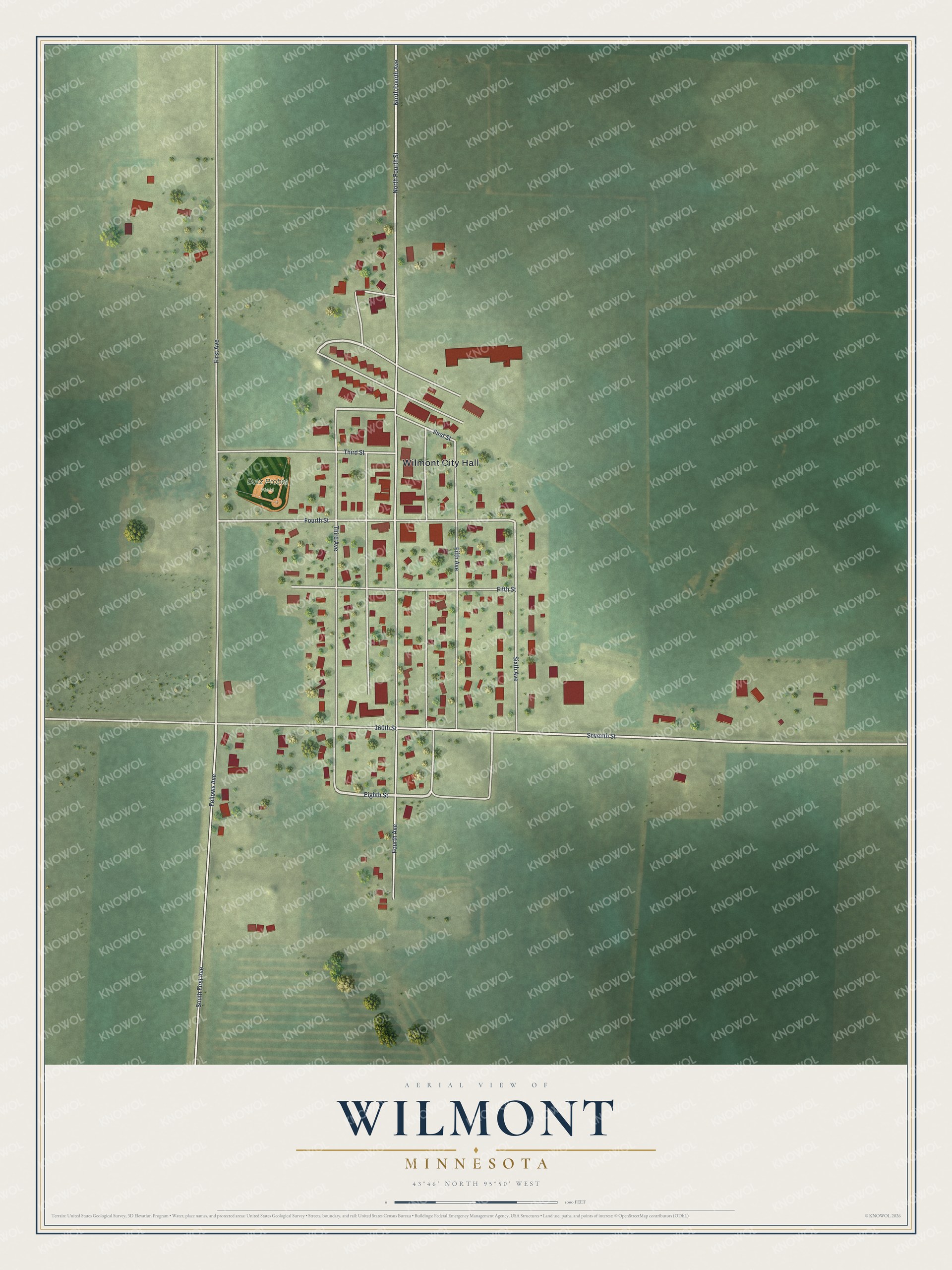 Watermarked full-map preview of Wilmont, Minnesota