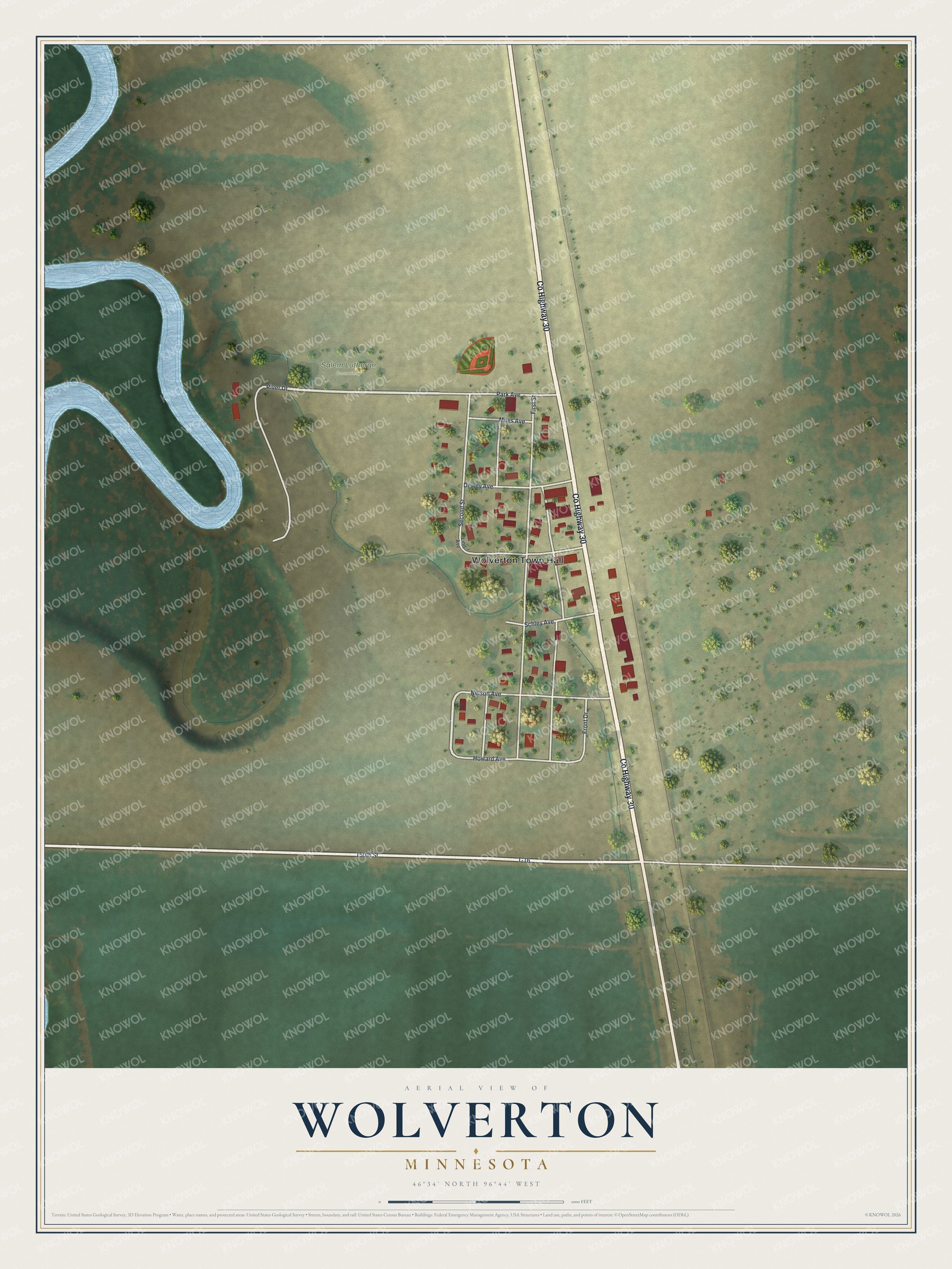 Watermarked full-map preview of Wolverton, Minnesota