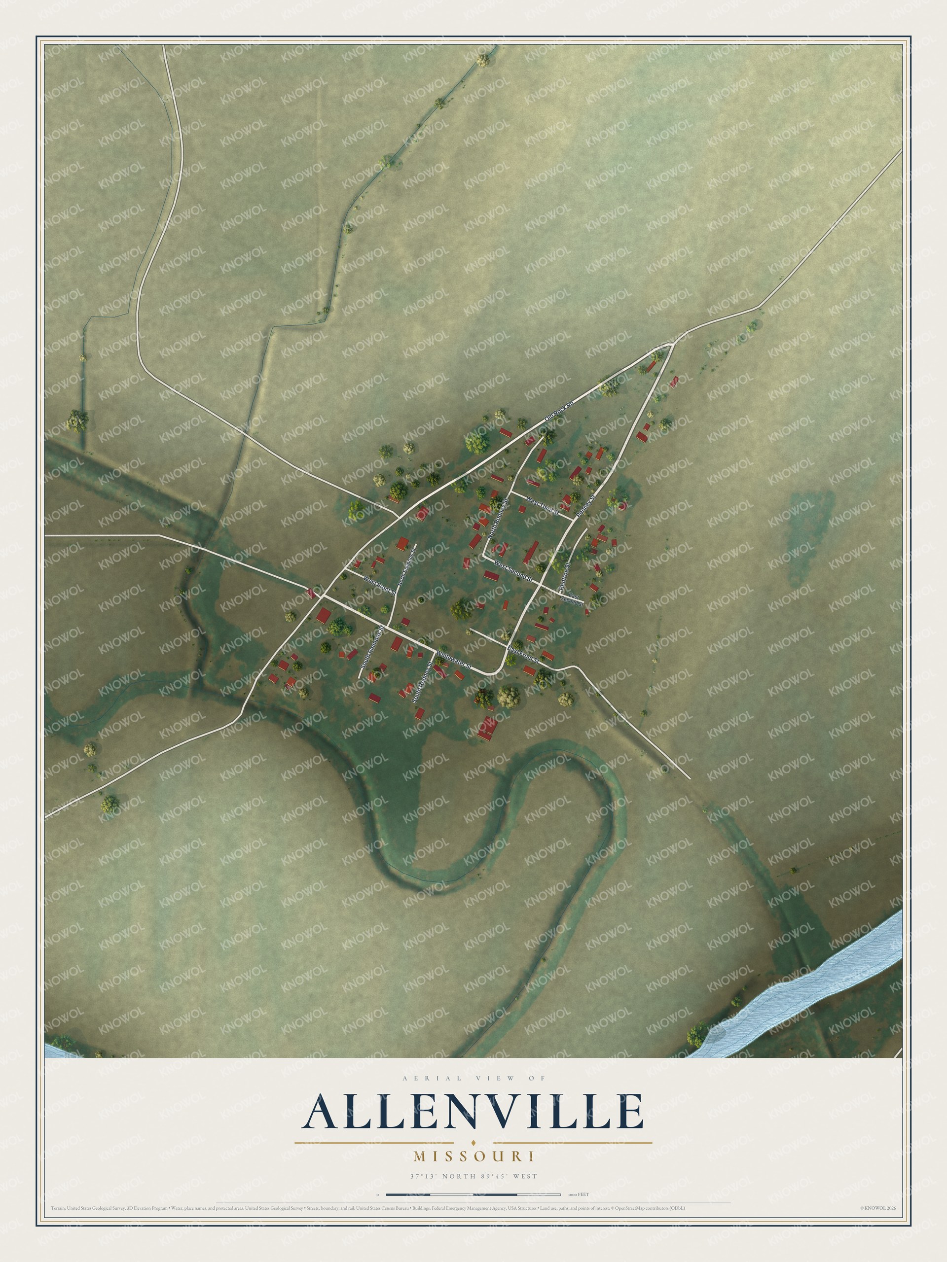Watermarked full-map preview of Allenville, Missouri