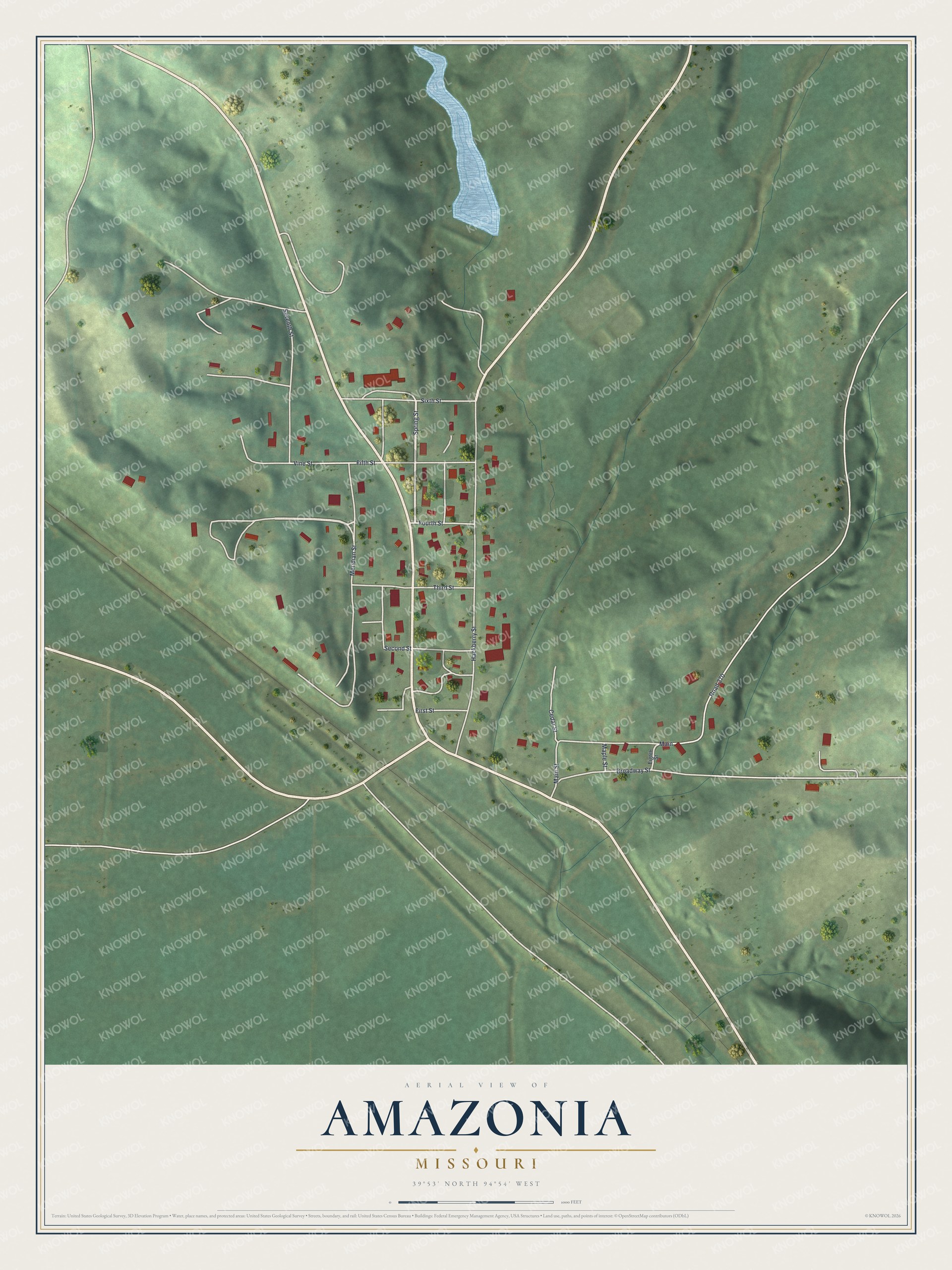Watermarked full-map preview of Amazonia, Missouri
