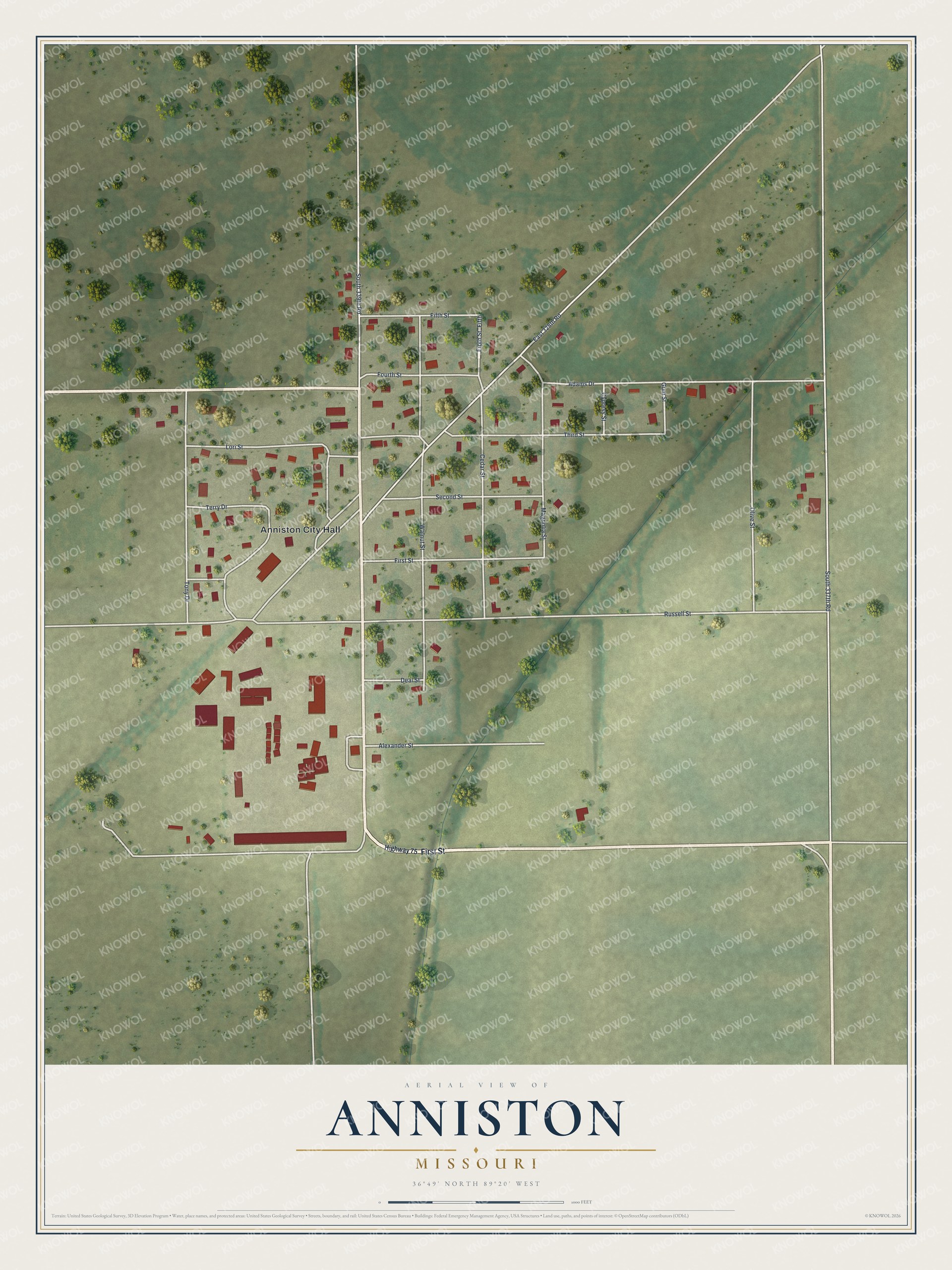 Watermarked full-map preview of Anniston, Missouri