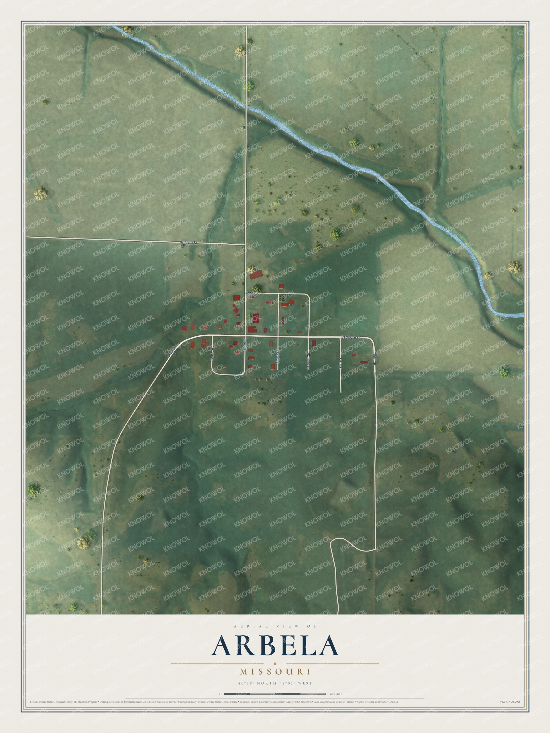 Watermarked full-map preview of Arbela, Missouri
