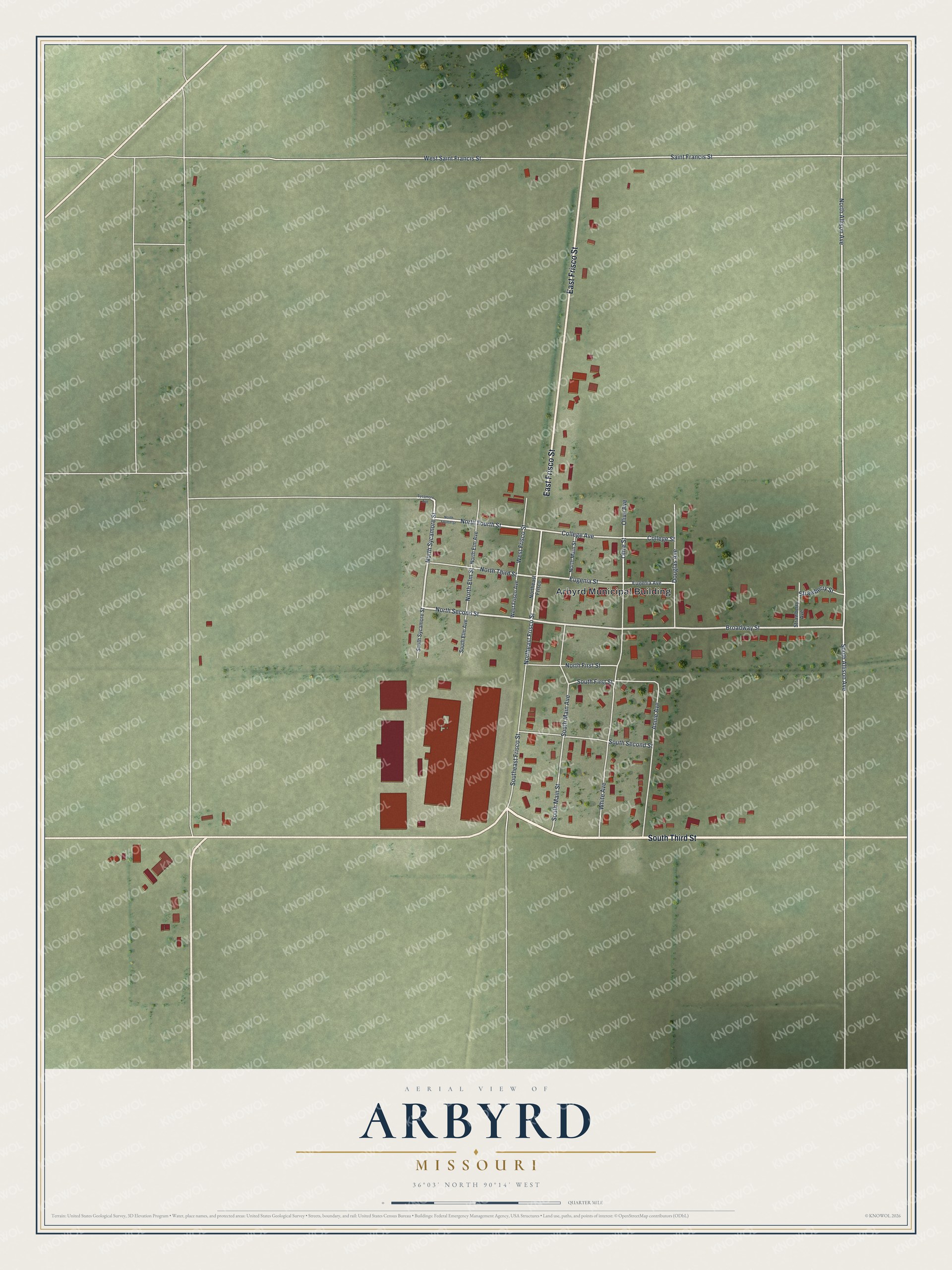 Watermarked full-map preview of Arbyrd, Missouri