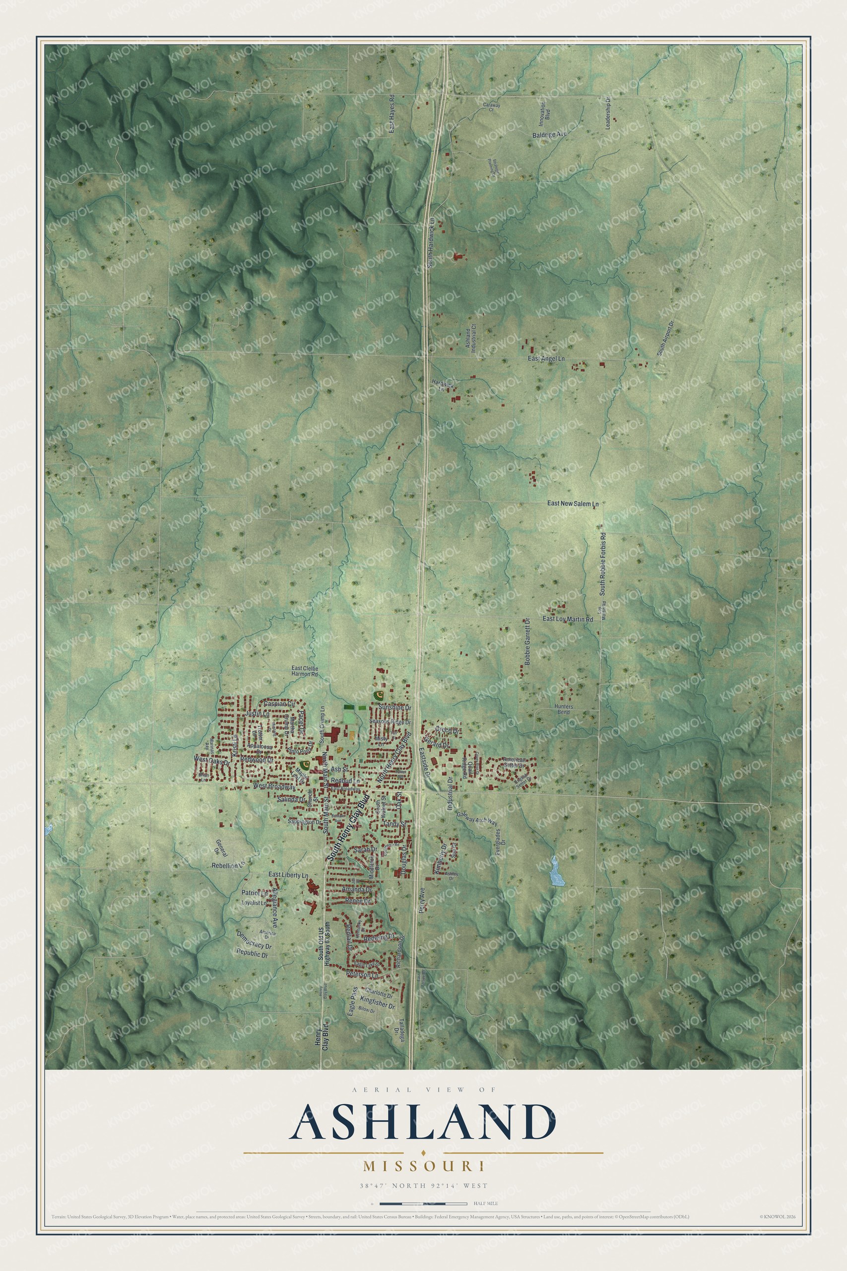 Watermarked full-map preview of Ashland, Missouri