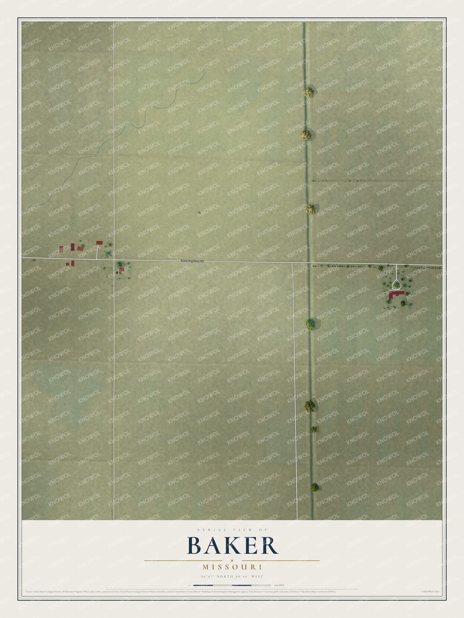 Watermarked full-map preview of Baker, Missouri